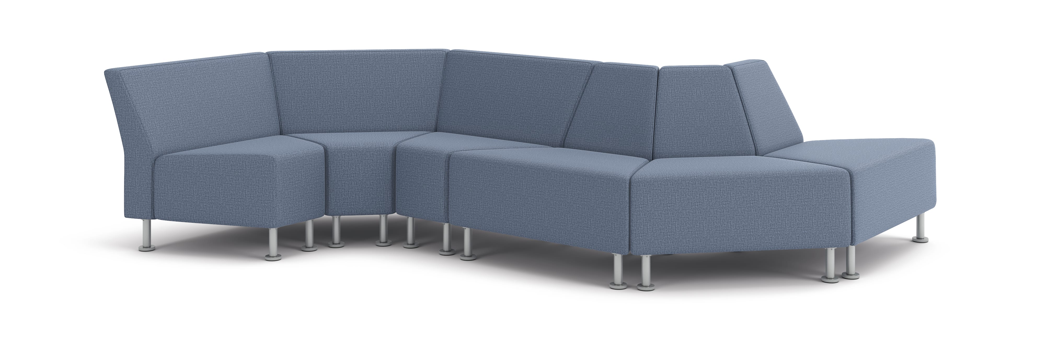 Flock wedge chairs in serpentine layout.
