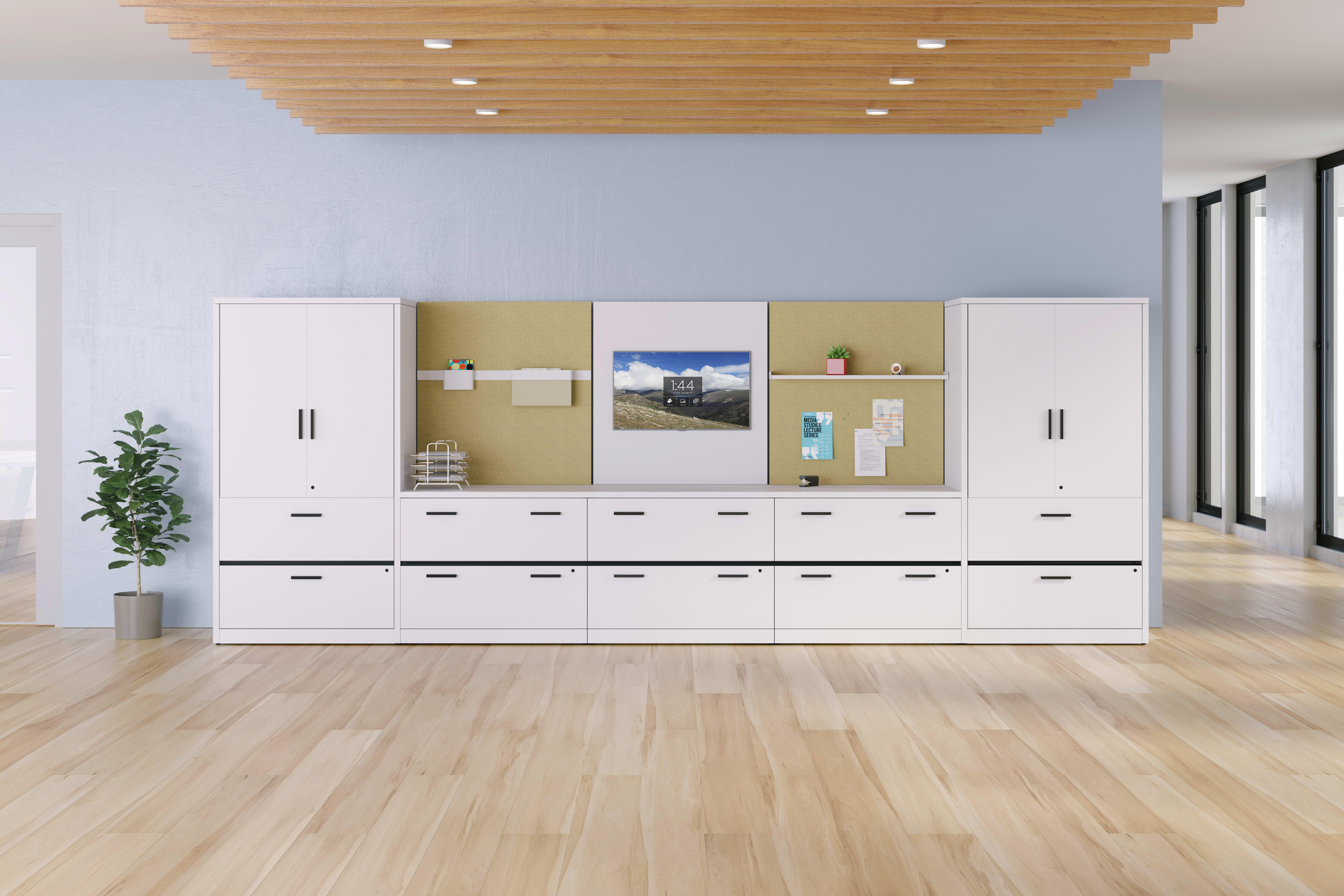 10500 Series Storage with Workwall tiles in an open setting