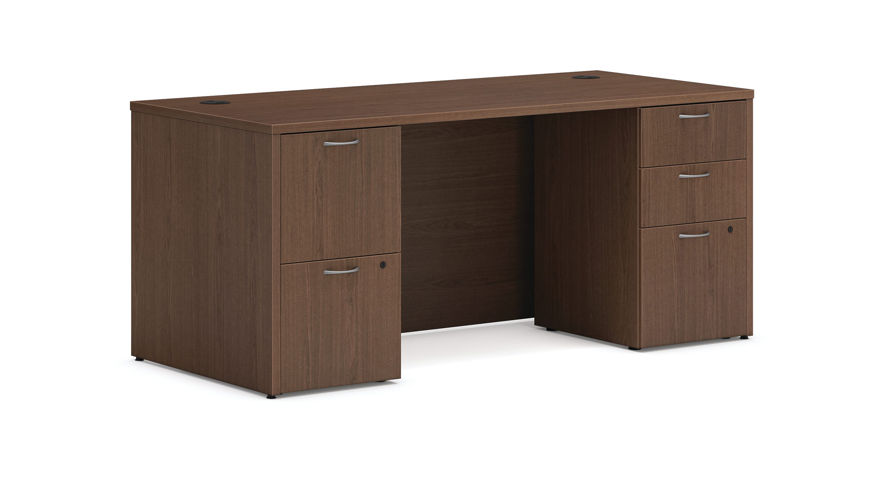 Desk shell and pedestals in LSE1 Sepia Walnut