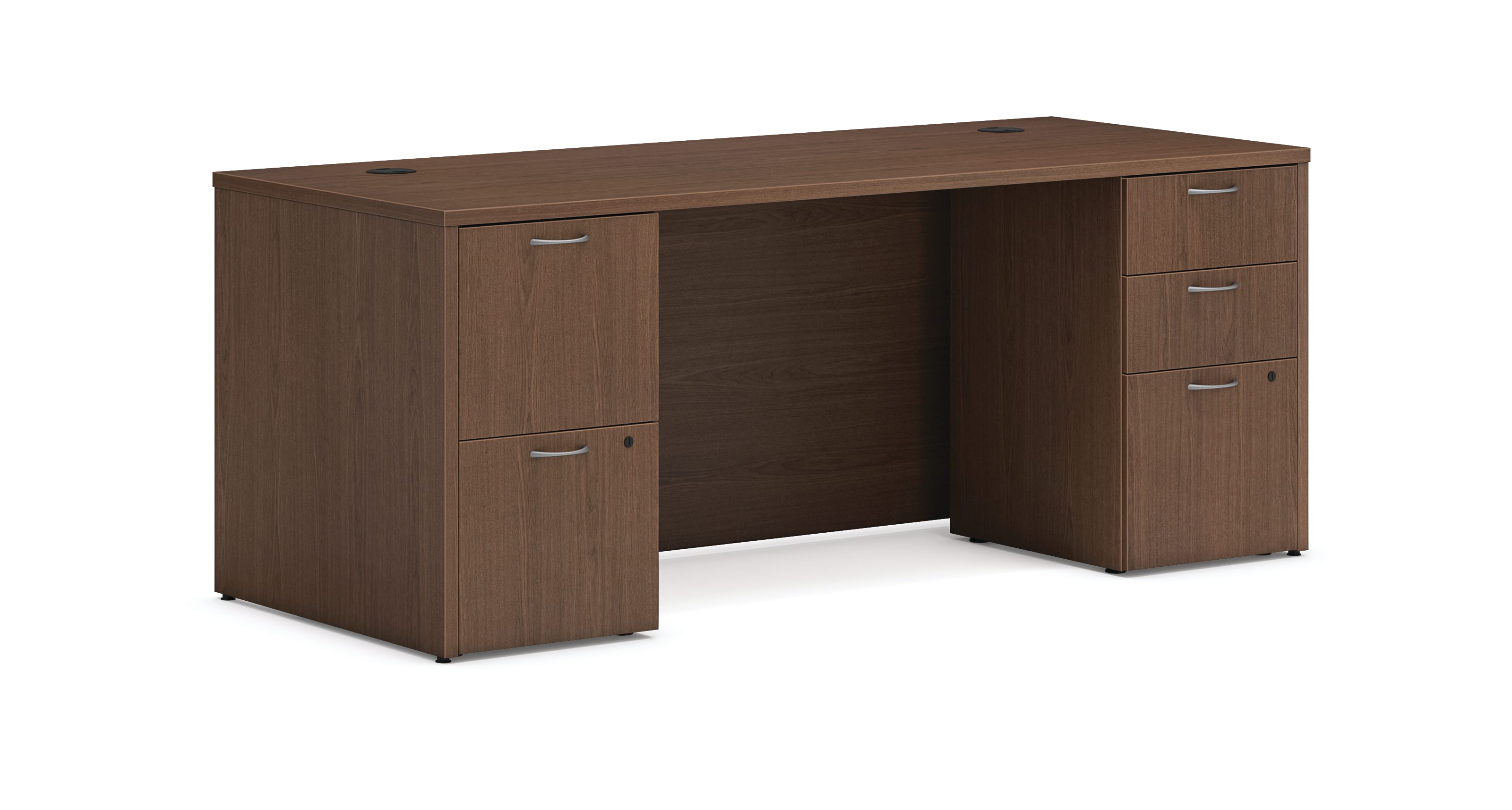 Desk shell and pedestals in LSE1 Sepia Walnut