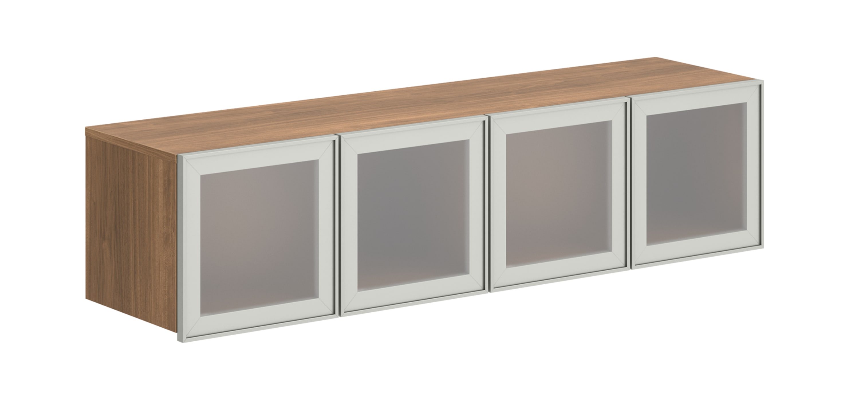 Overhead Cabinet with 4 Frosted, Metal Frame Doors