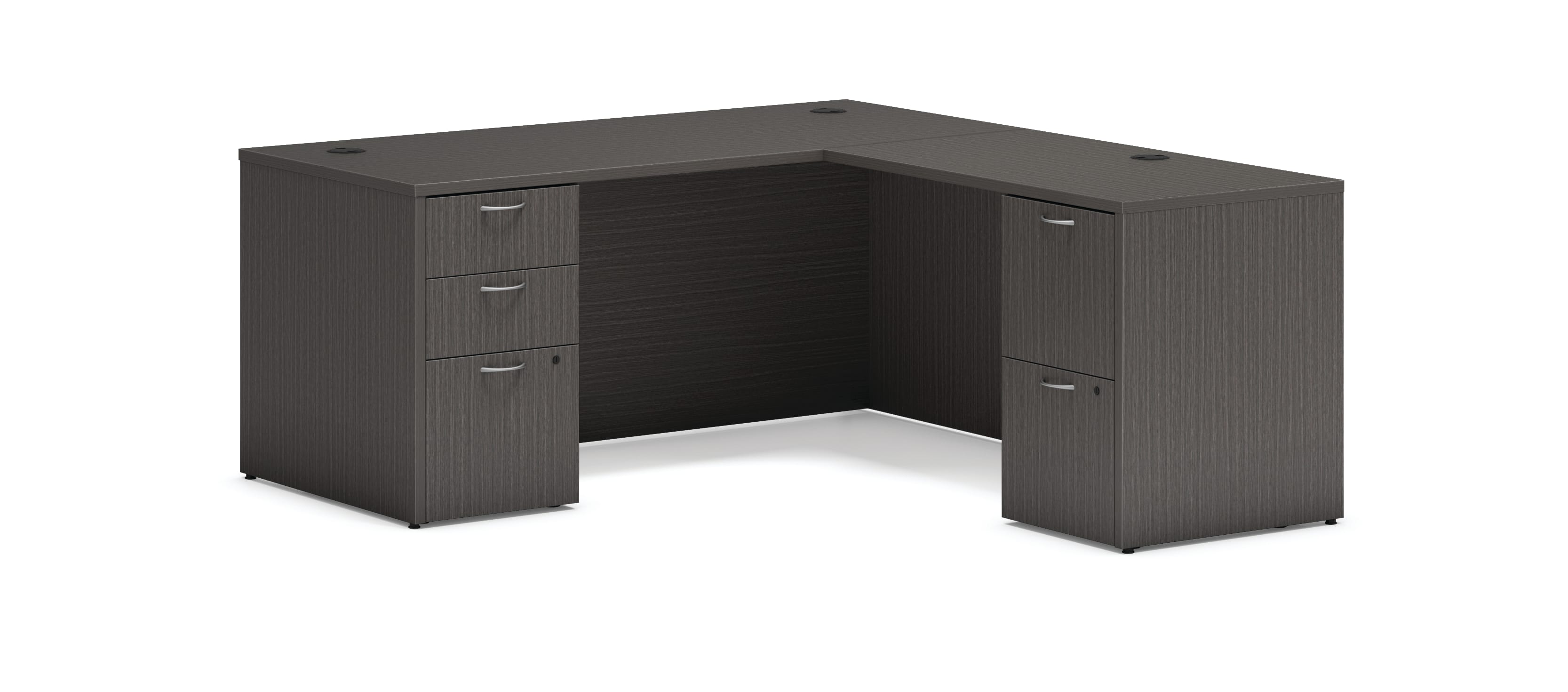 Mod double pedestal L-station in Slate Teak
