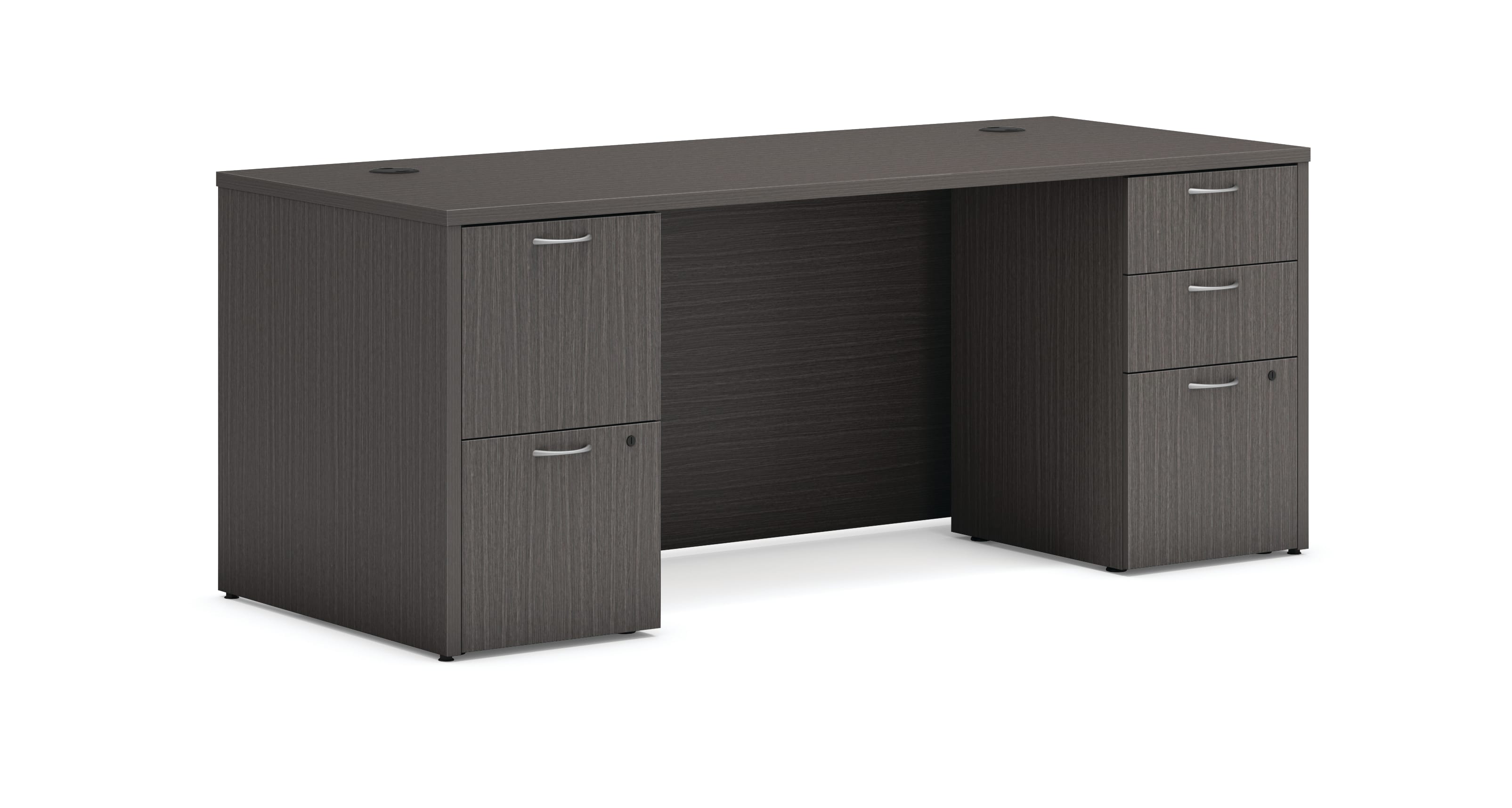 Mod double pedestal desk in Slate Teak