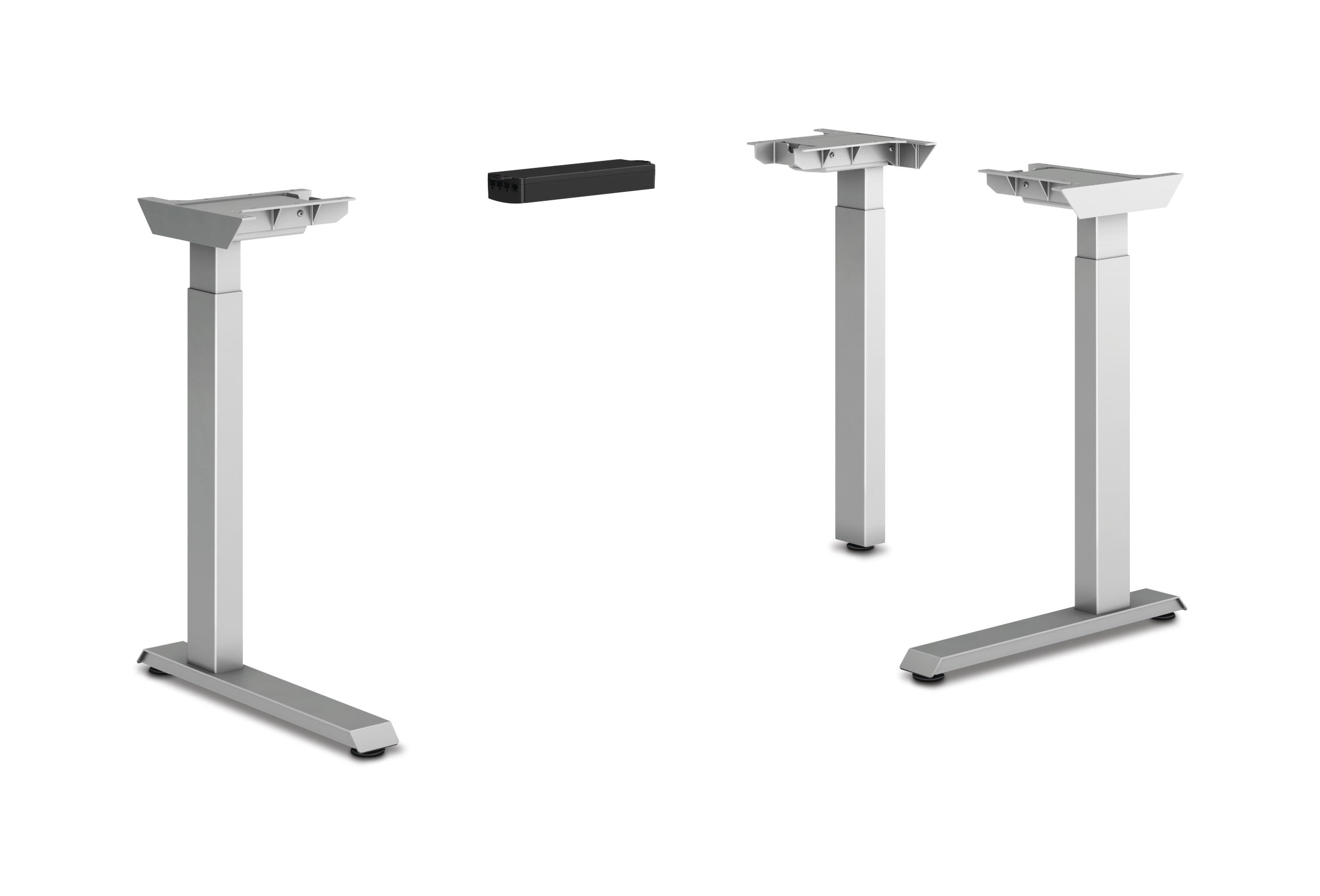 HON Coordinate height-adjustable 3-leg/2-stage, C-Foot table base in Silver finish.