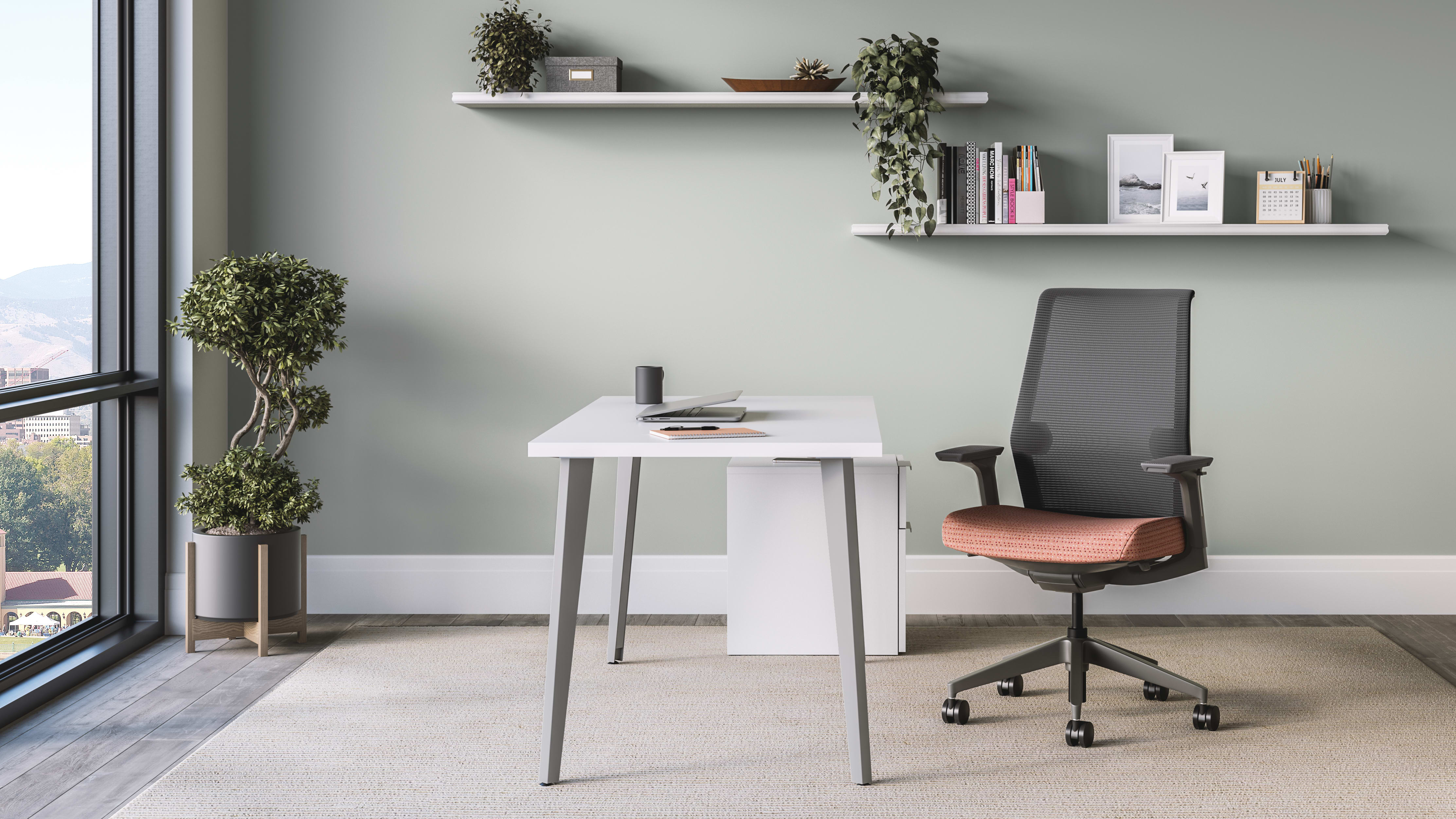 Cipher Task Chair with Voi Desk and Storage.
