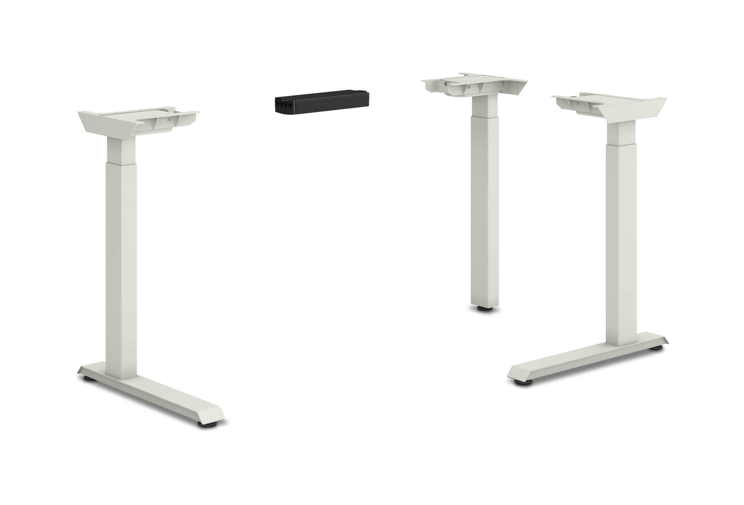 HON Coordinate height-adjustable 3-leg/2-stage, C-Foot table base in Loft finish.