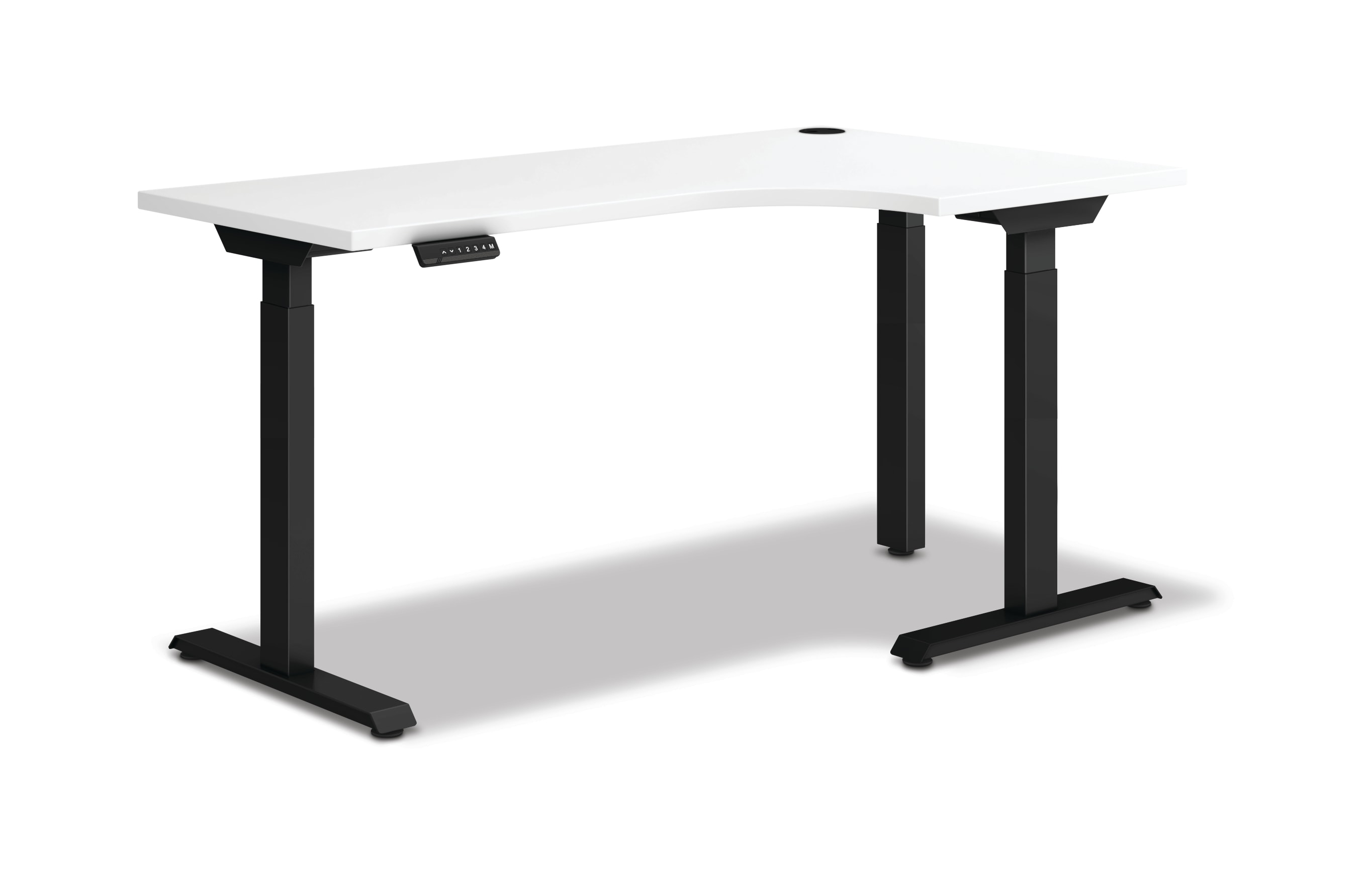 HON Coordinate height-adjustable 3-leg/2-stage, T-Foot table base in black finish with white top.