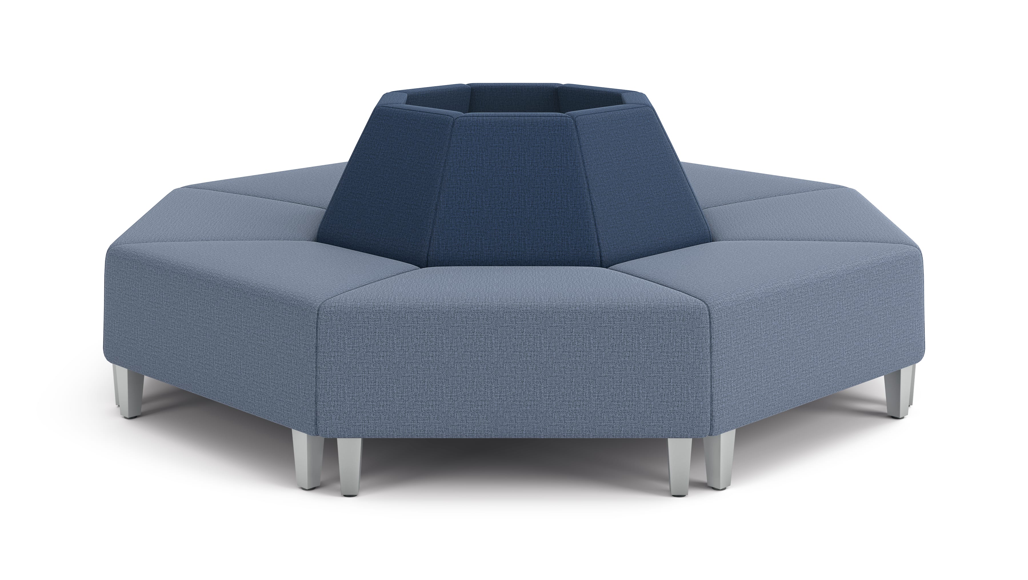Flock outside wedge chairs creating a circular sofa.