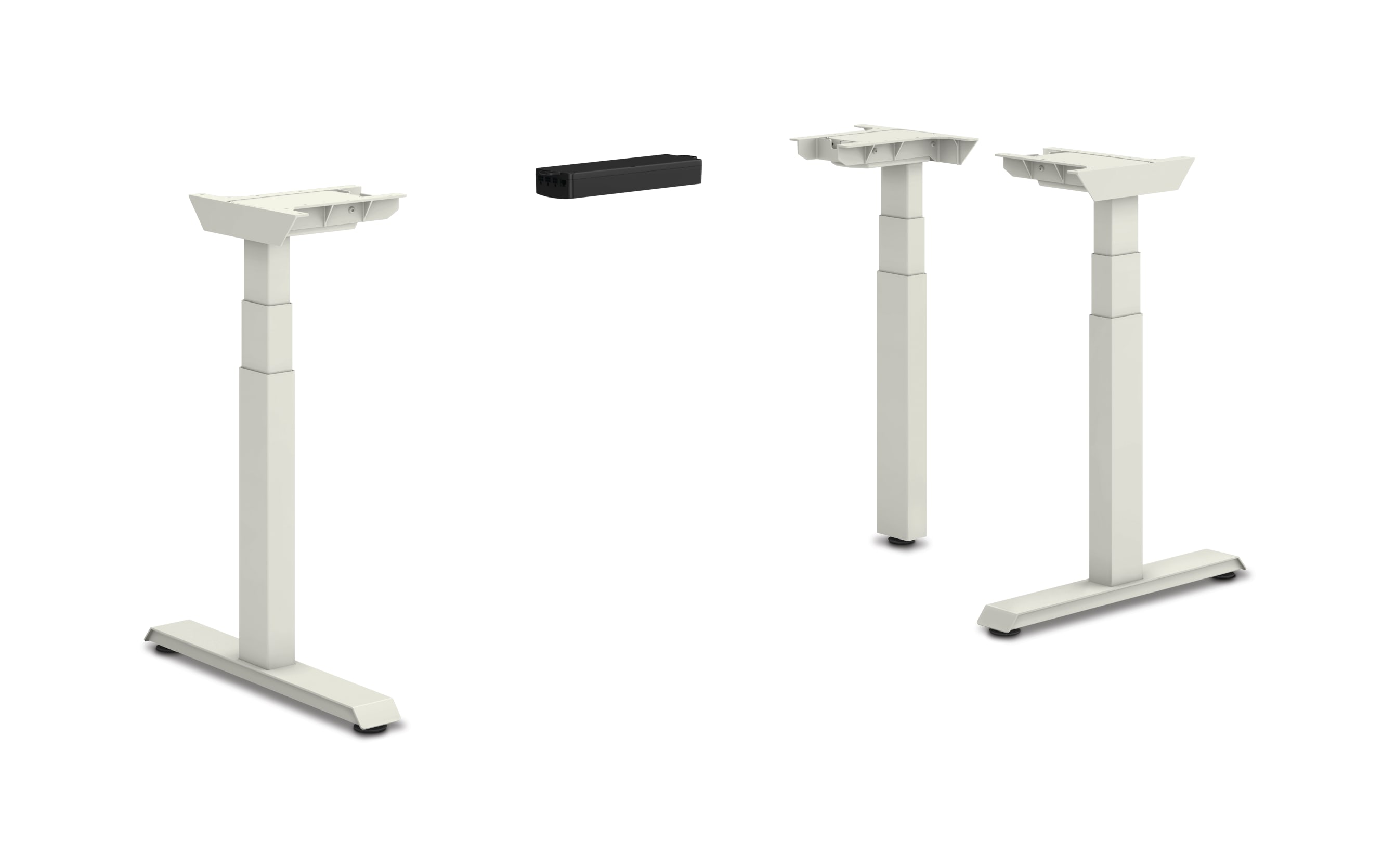 HON Coordinate height-adjustable 3-leg/3-stage, T-Foot table base in Loft finish.