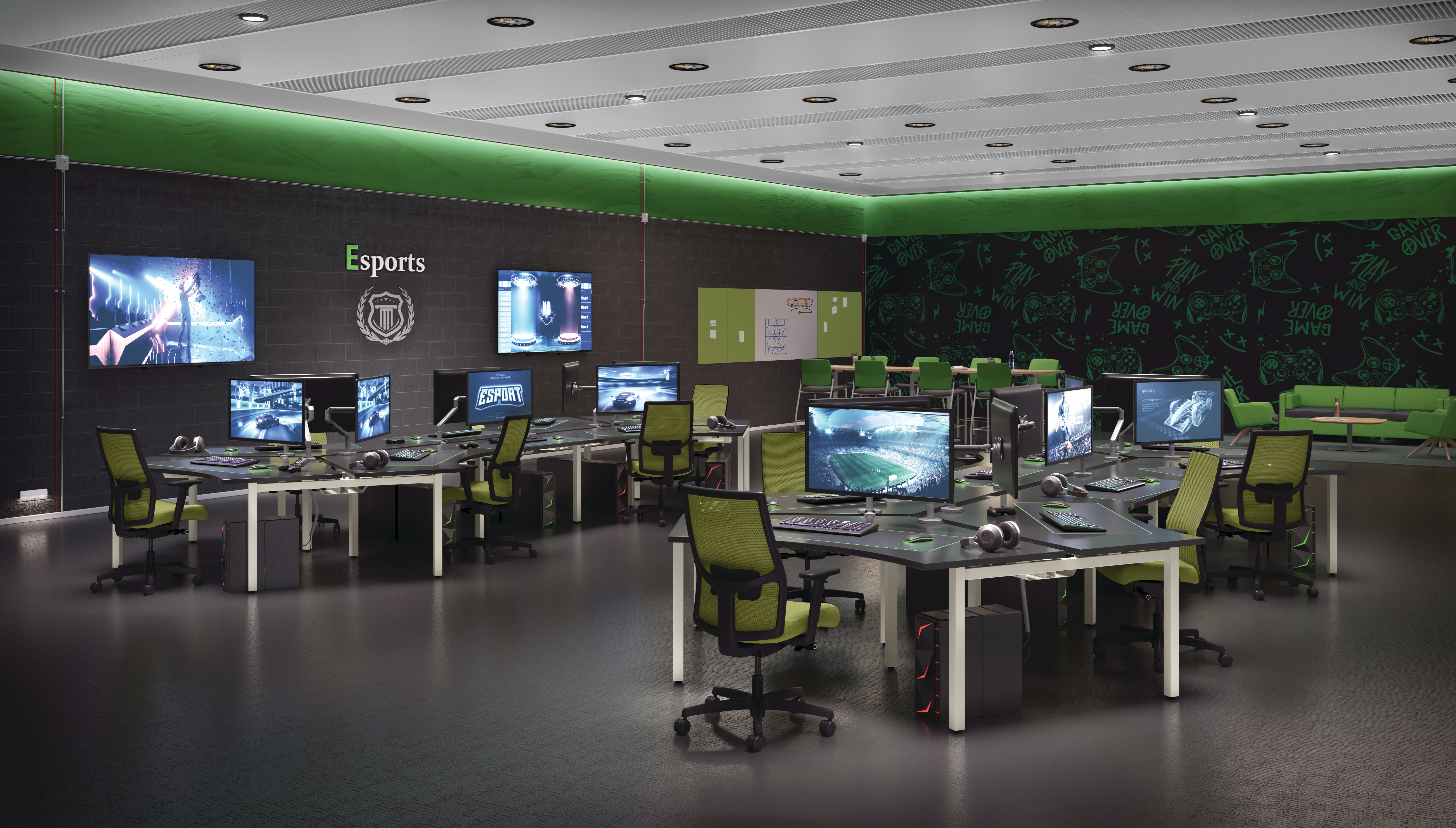 An Esports learning environment featuring Ignition2.0 Chairs and Empower Benching