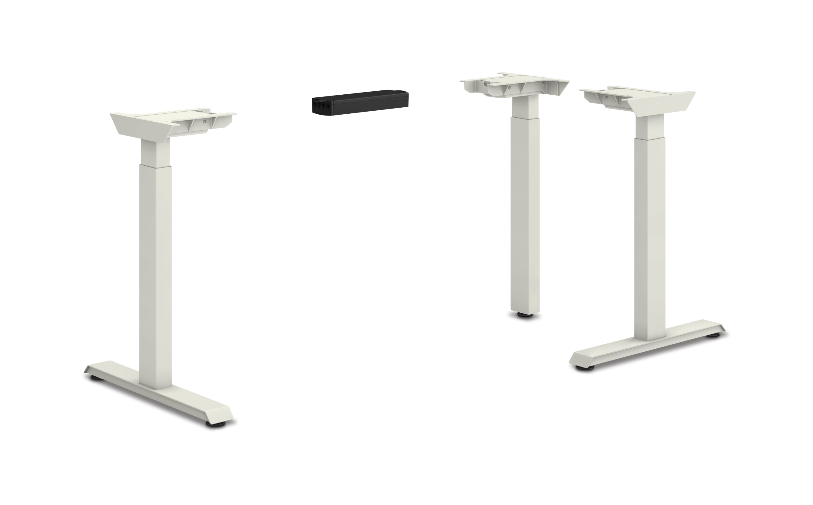 HON Coordinate height-adjustable 3-leg/2-stage, T-Foot table base in Loft finish.