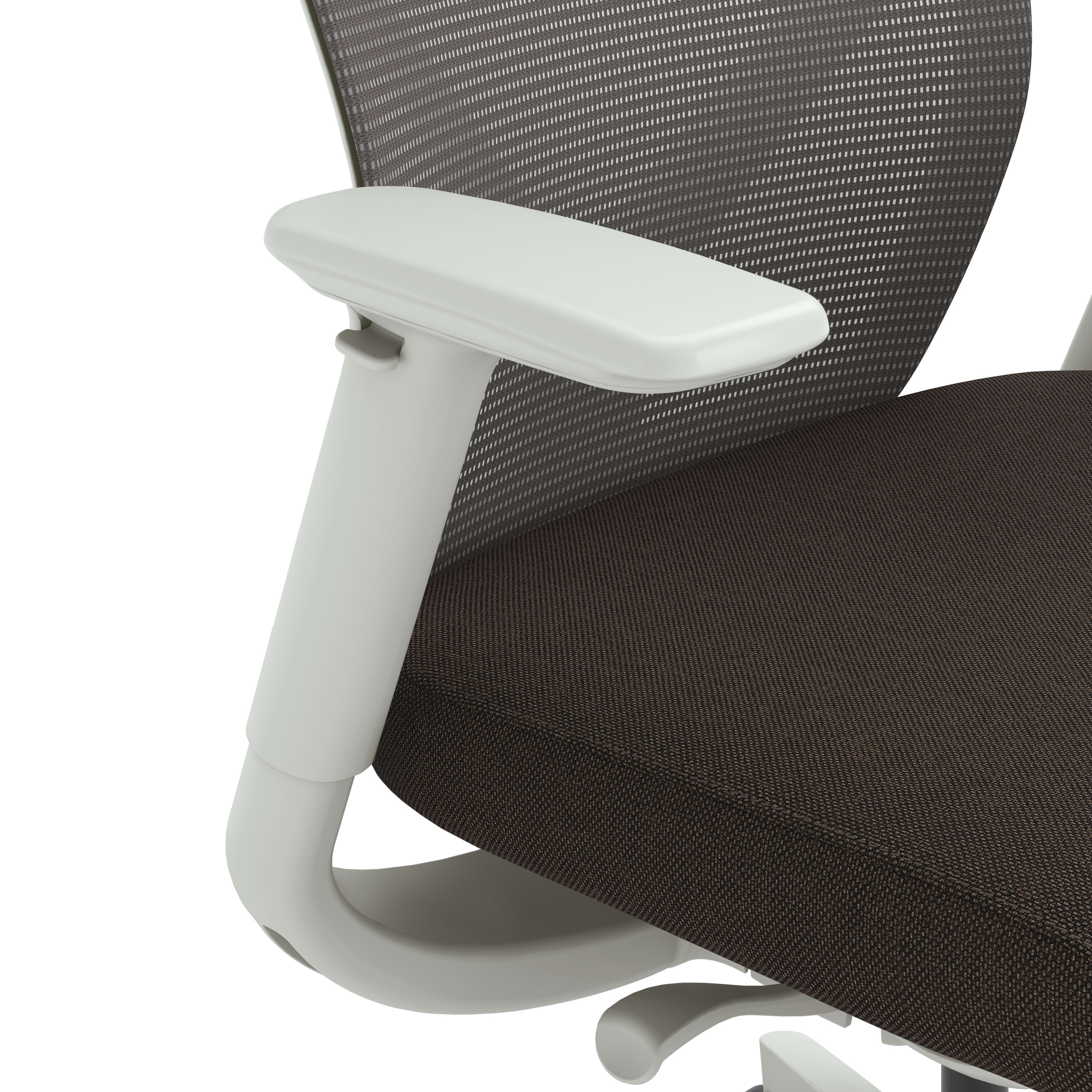 Up-close image of HON Flexion adjustable arm in Salt.