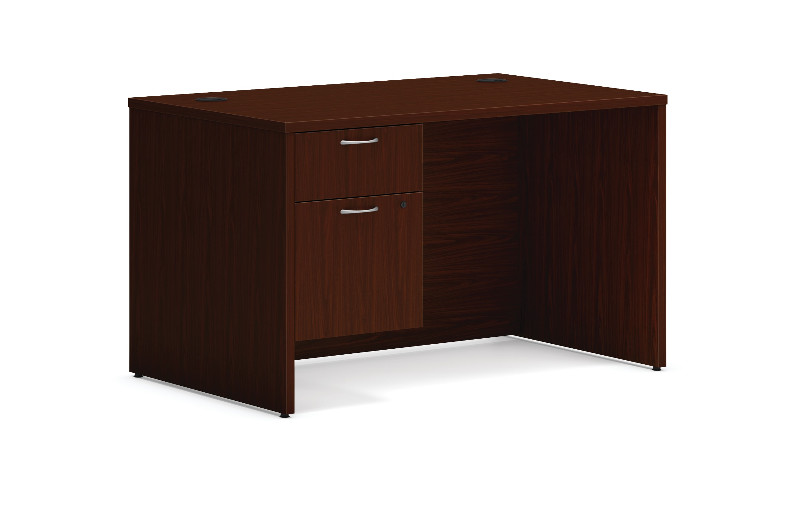 Mod single pedestal desk in Traditional Mahogany