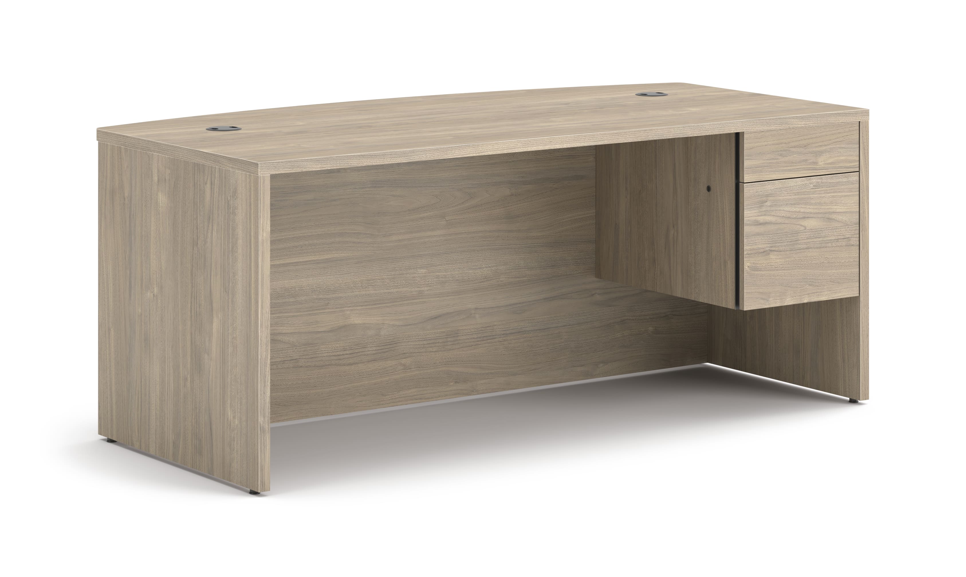 10500 Series single 3/4 pedestal desk with bow top
