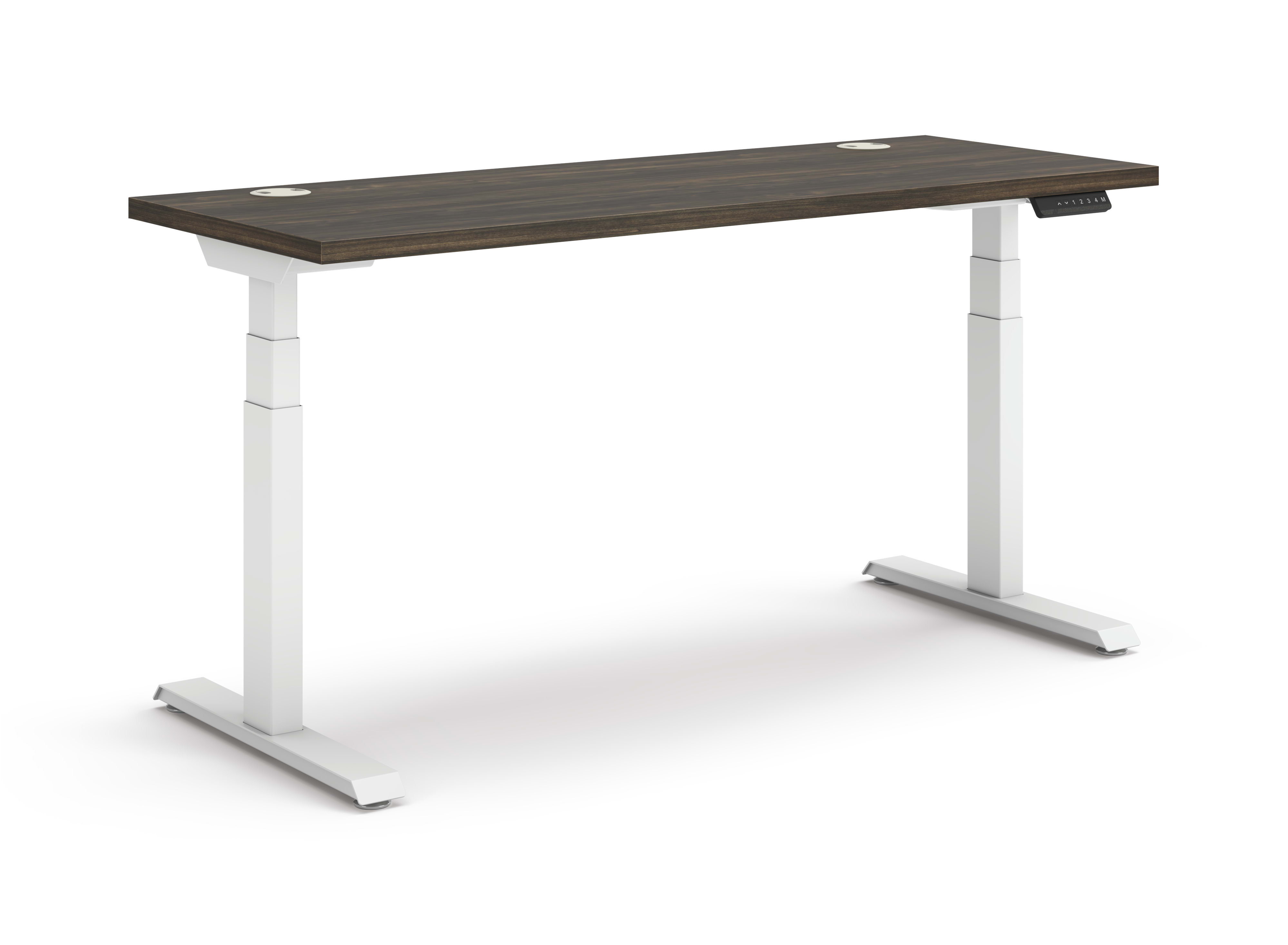 Coordinate Height Adjustable Table in Florence Walnut Top and White Base