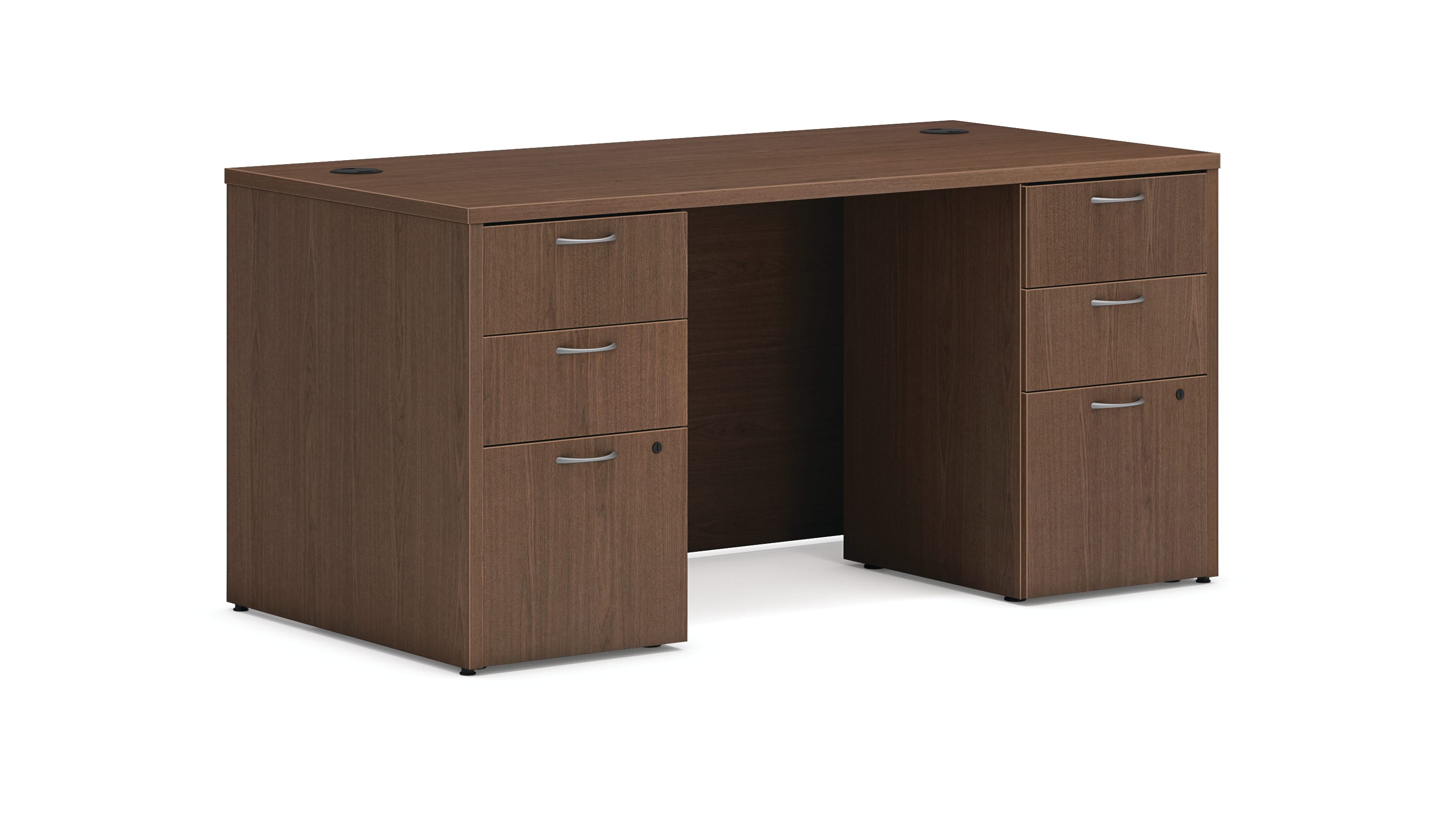 Mod double pedestal desk in Sepia Walnut