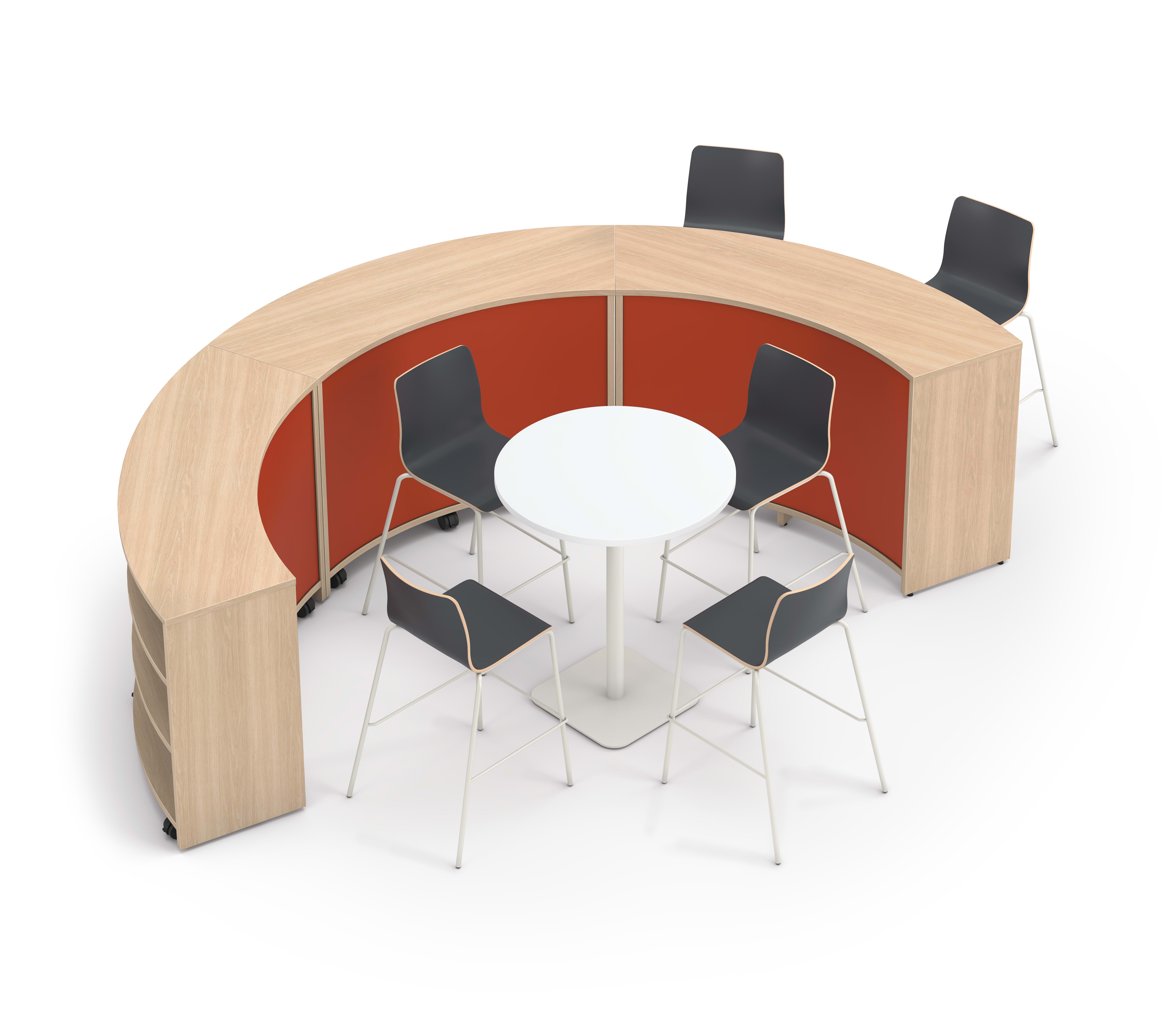 Storyline storage with Ruck seating and Birk table.
