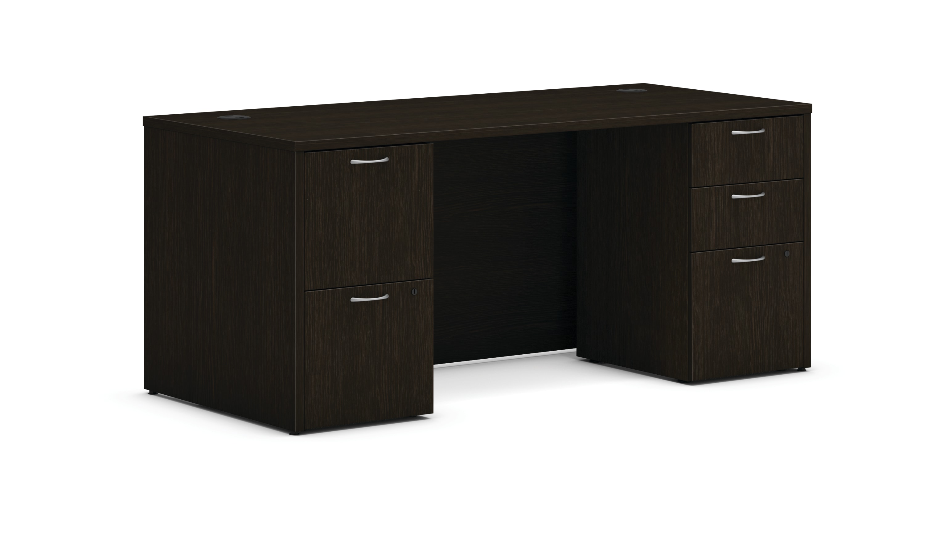 Mod double pedestal desk in Java Oak