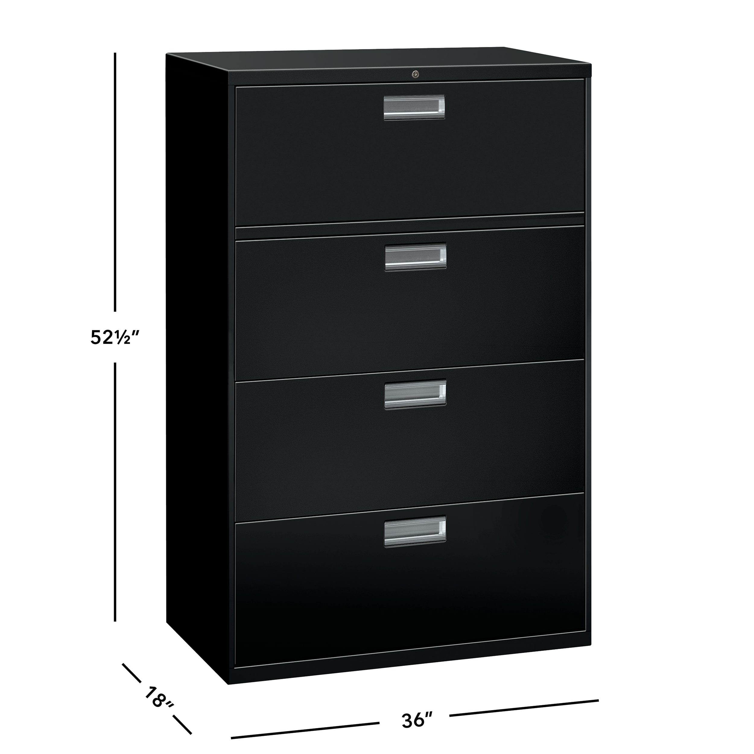 Brigade 600 Series 4-drawer lateral file cabinet in Black