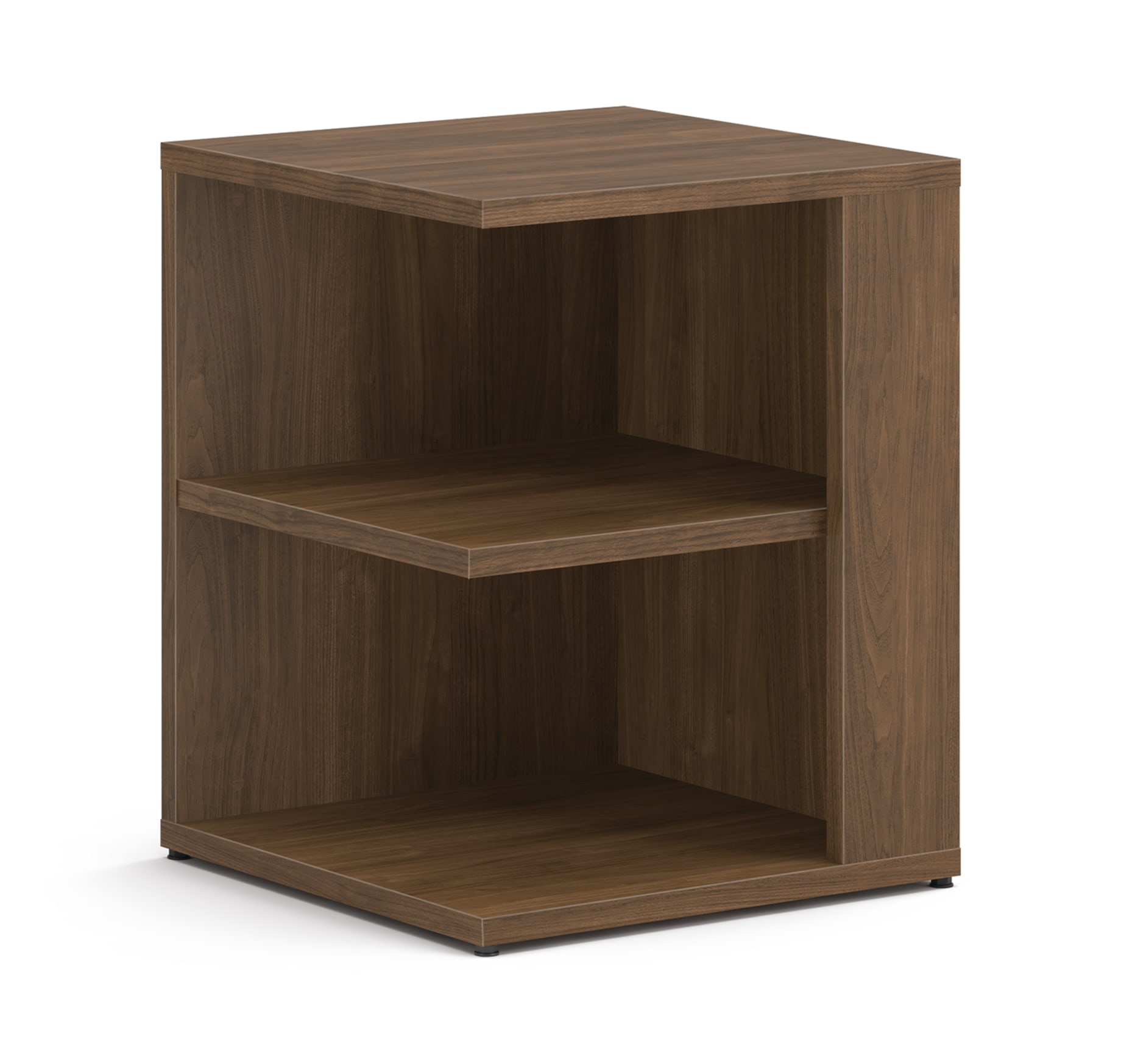 Square end cap bookshelf with 2 fixed shelves