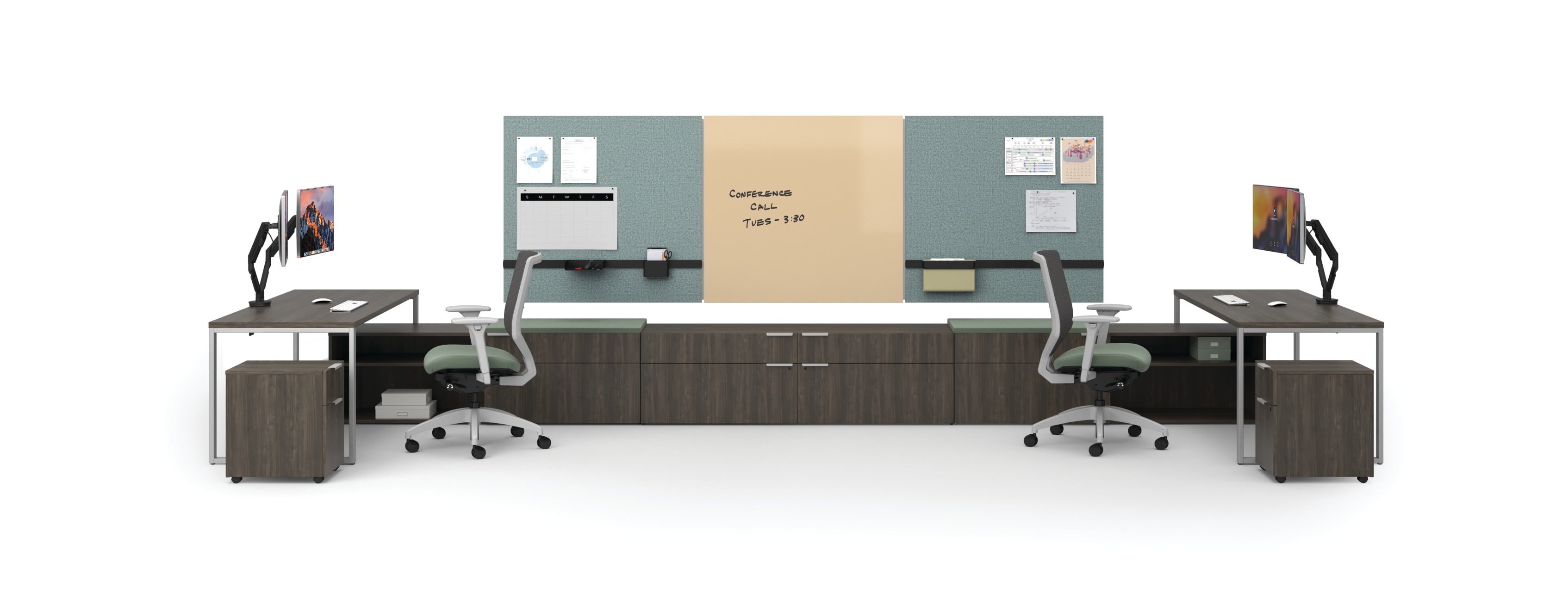 Voi teaming station with Workwall tiles and Solve seating