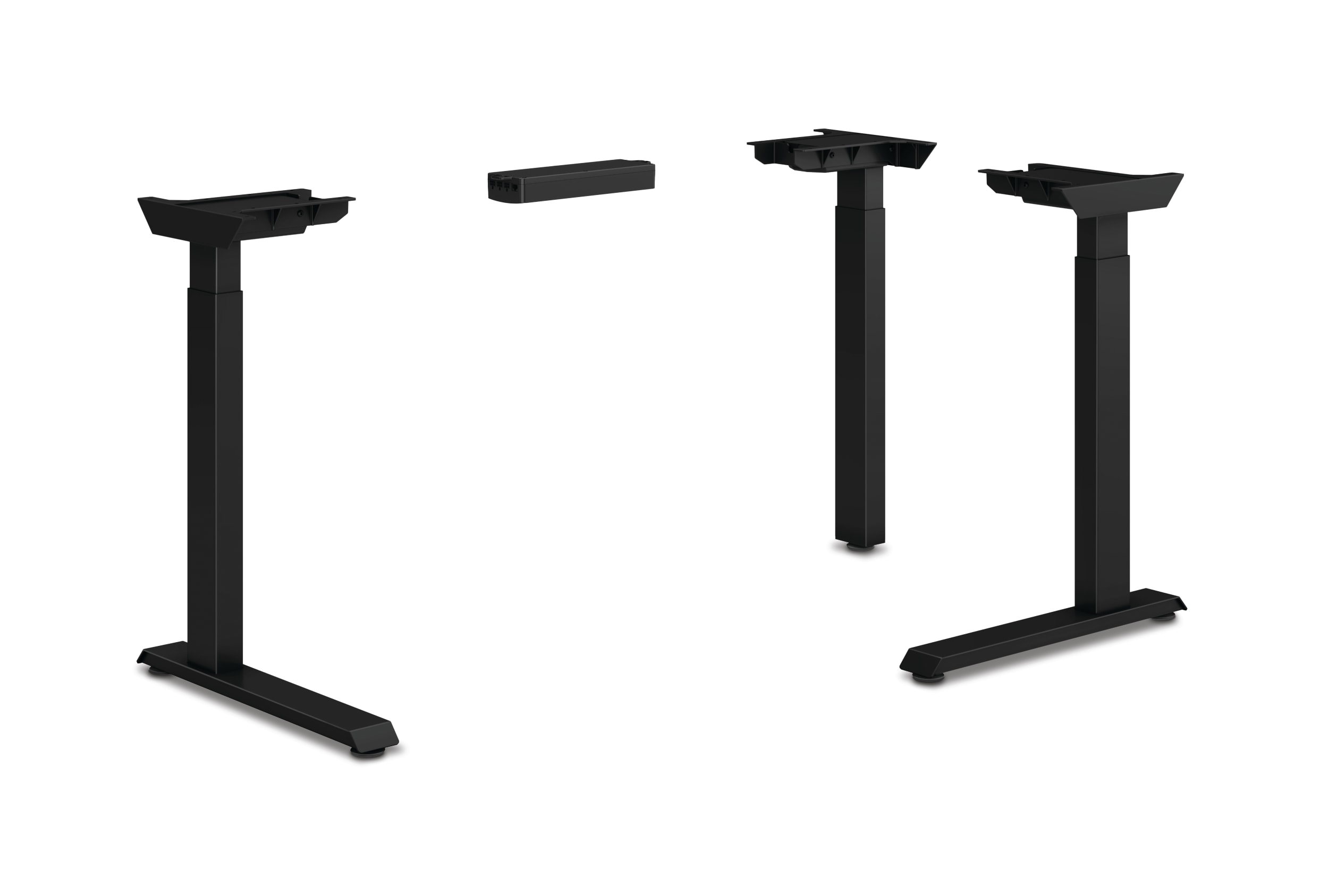 HON Coordinate height-adjustable 3-leg/2-stage, C-Foot table base in black finish.