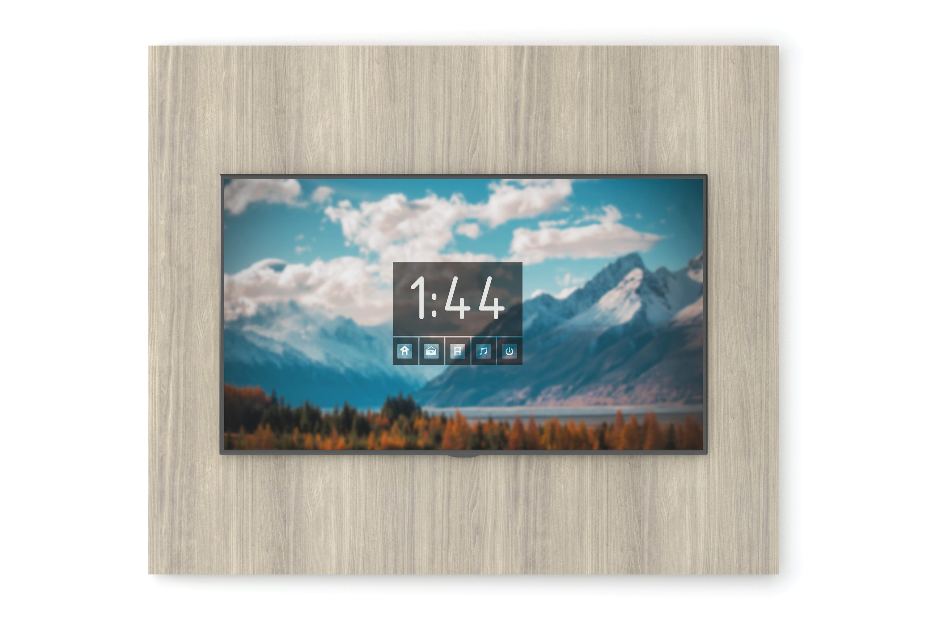 Workwall media tile with attached TV monitor.