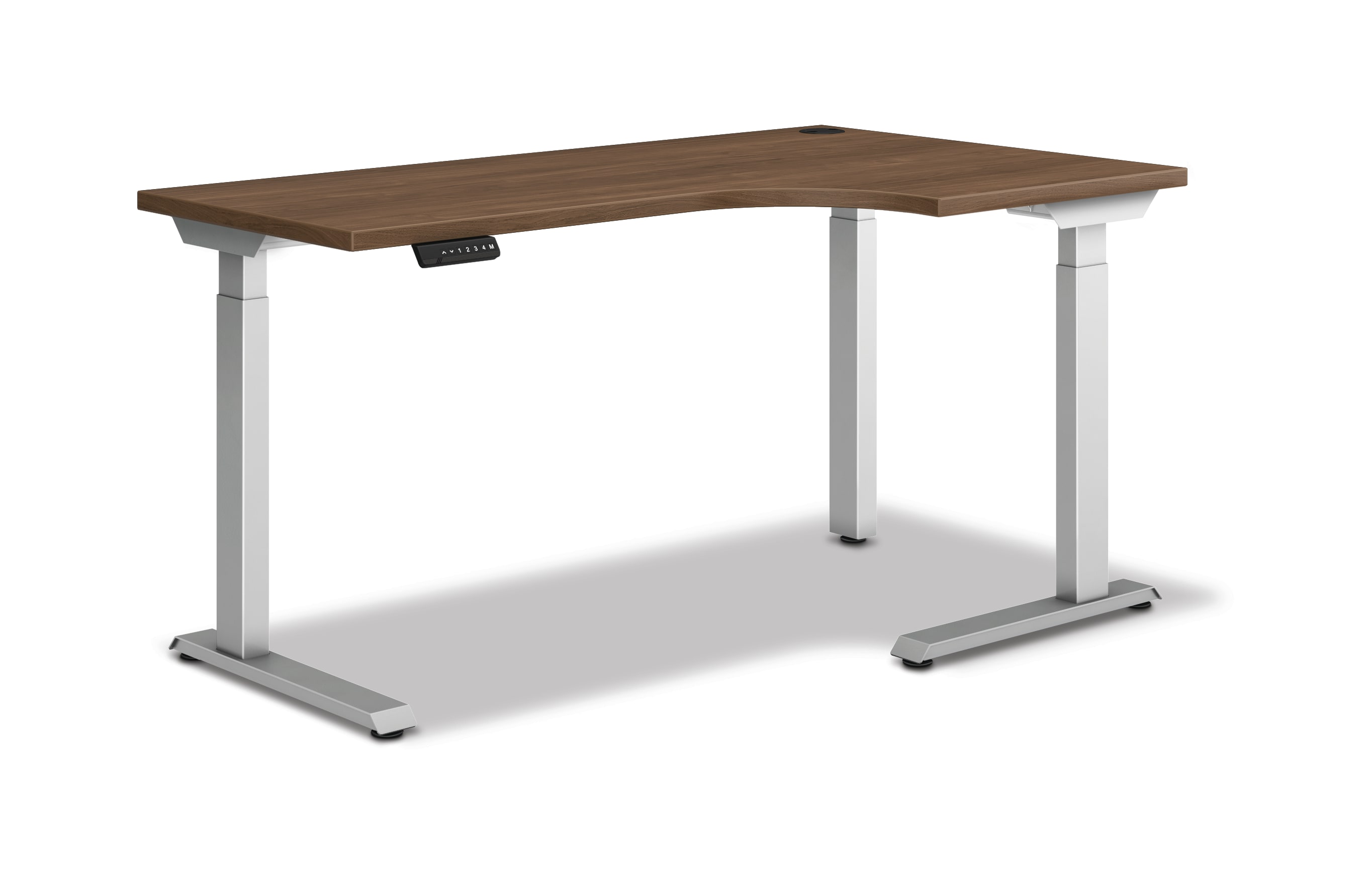 HON Coordinate height-adjustable 3-leg/2-stage, C-Foot table base in Silver finish with Pinnacle top.