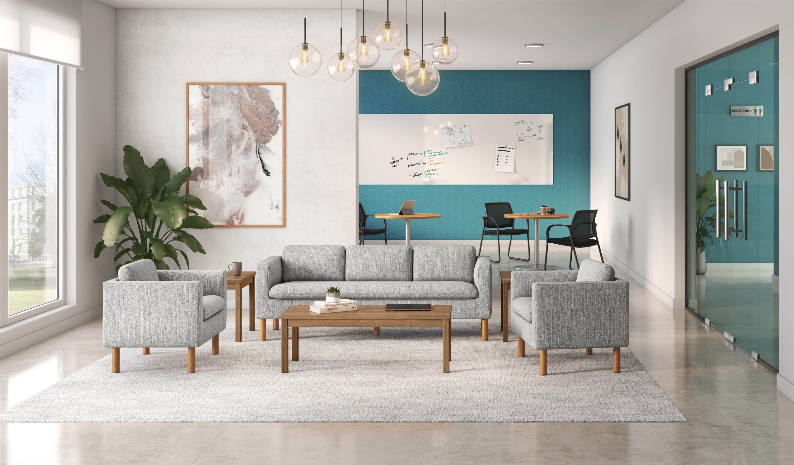 Parkwyn Lounge with HON Occasional Tables, Between Tables and Ignition Chairs.