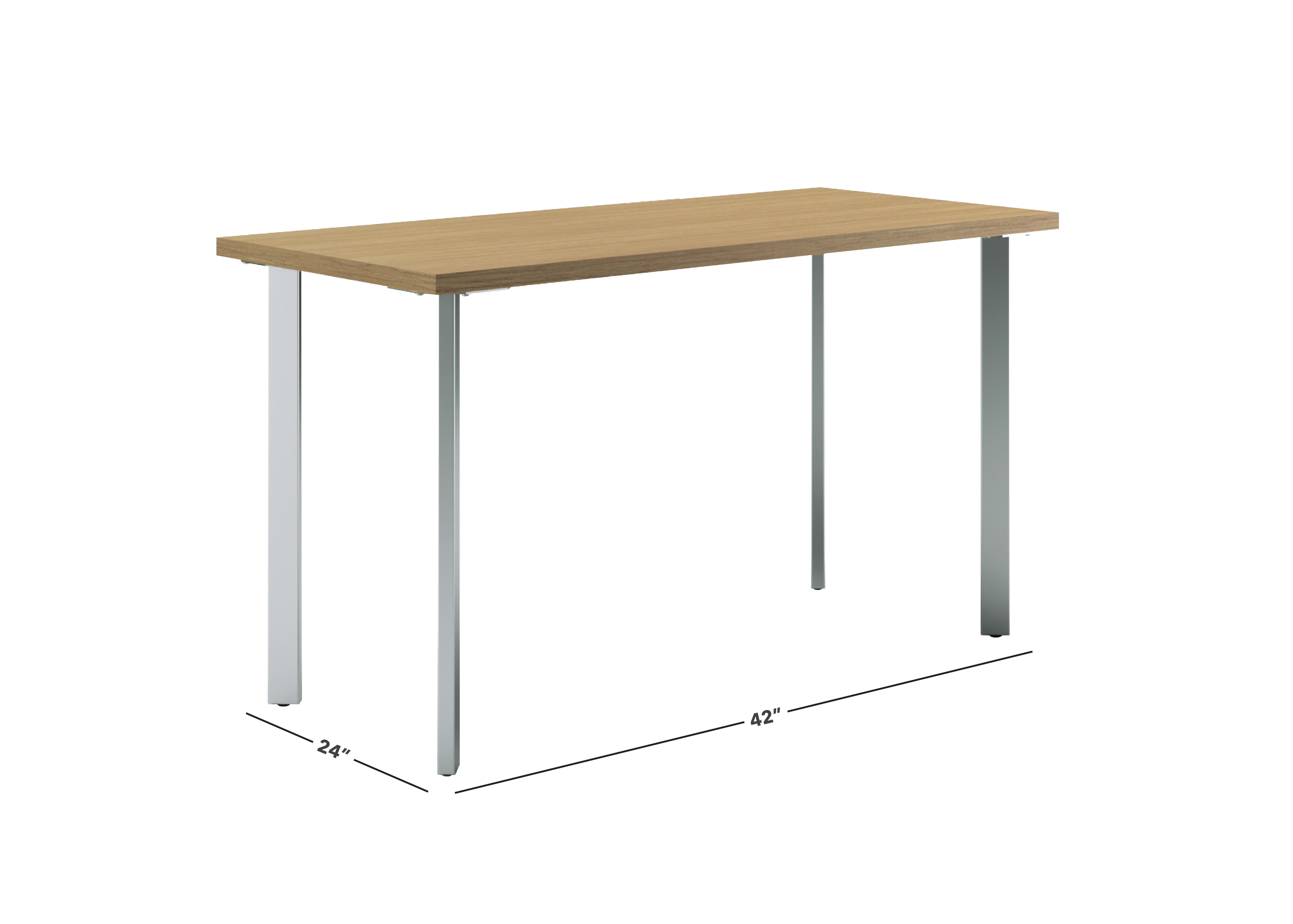 Natural recon Coze table desk with silver post legs