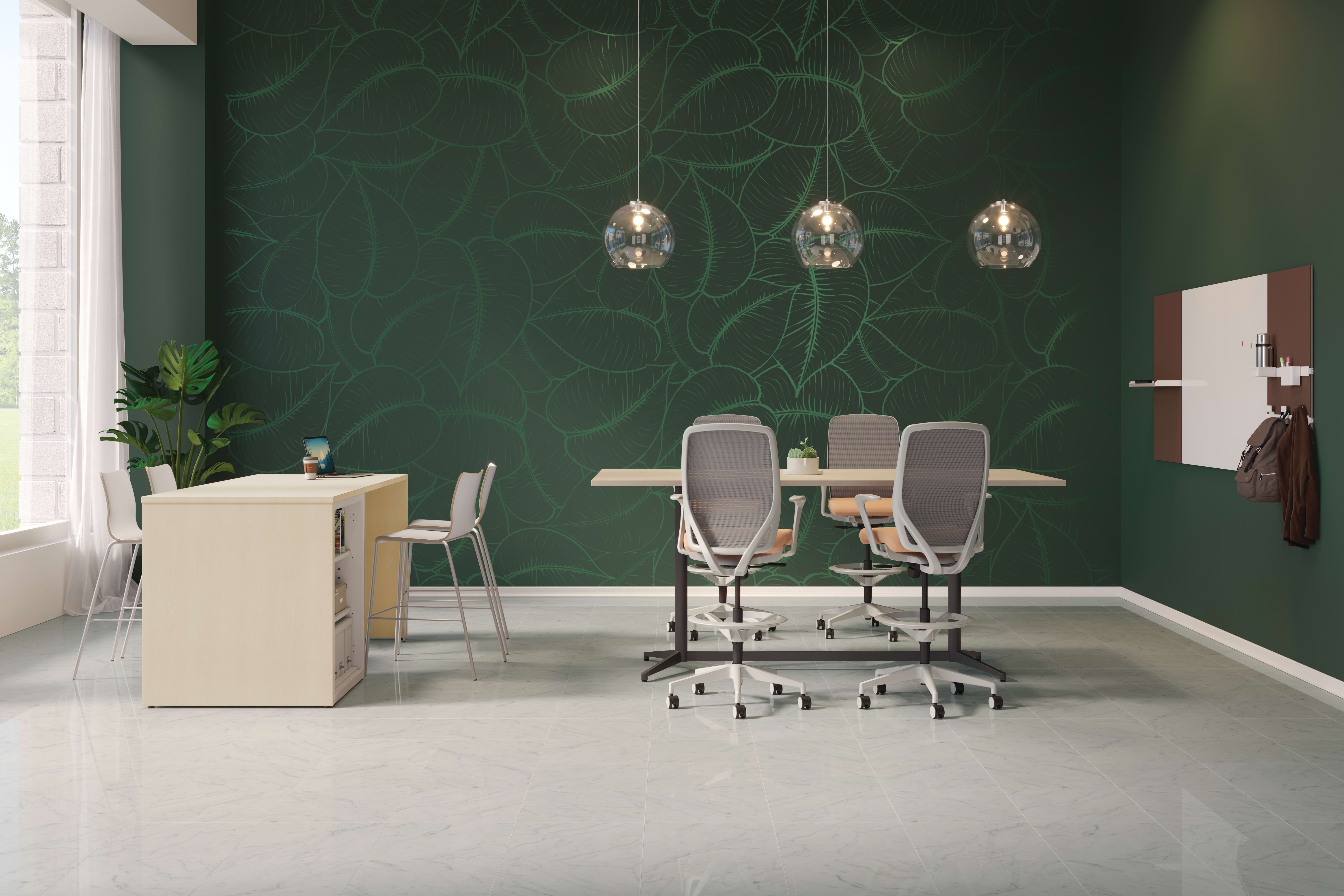 Nucleus Seating with Storage Island and Contain Storage and Preside Tables