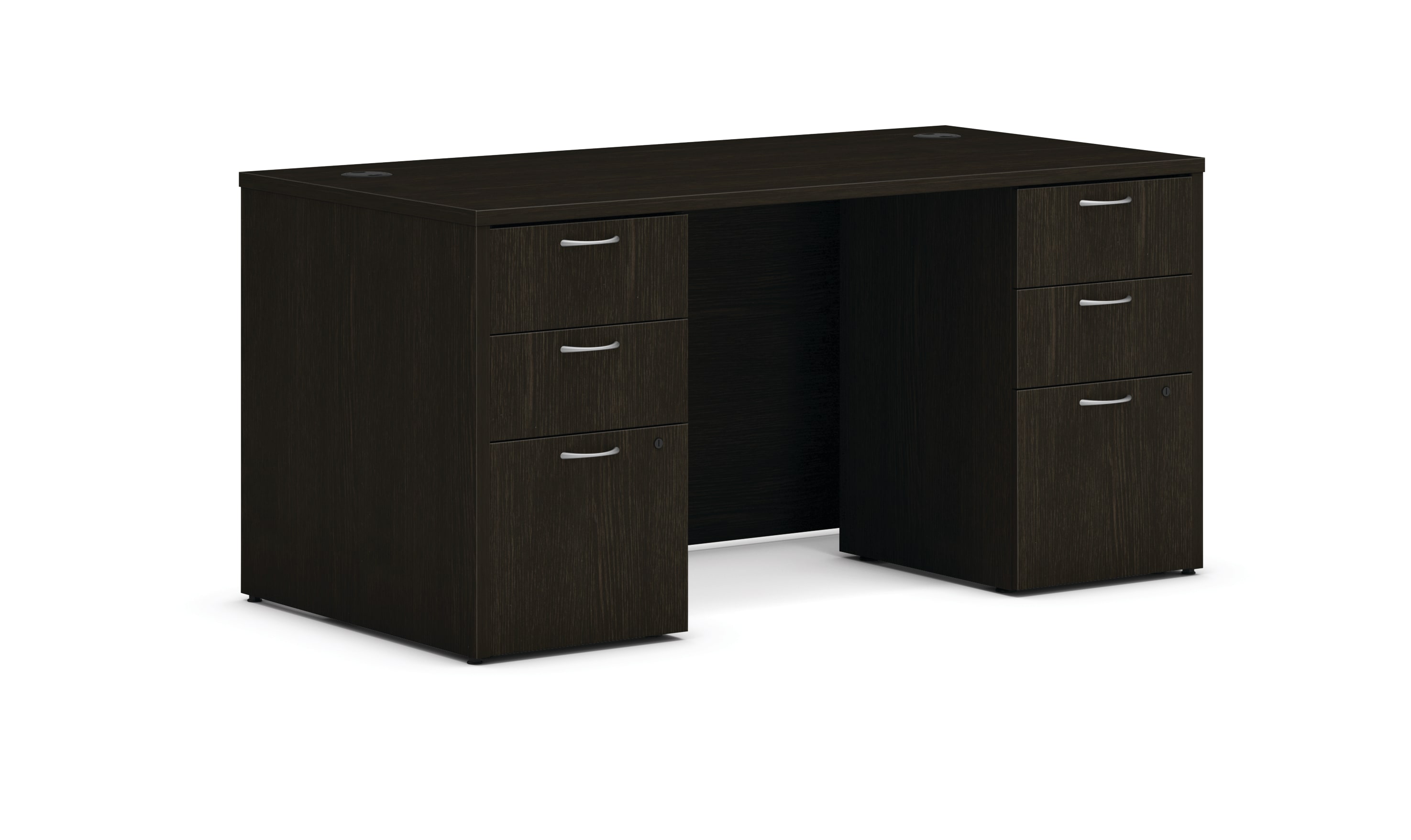 Mod double pedestal desk in Java Oak