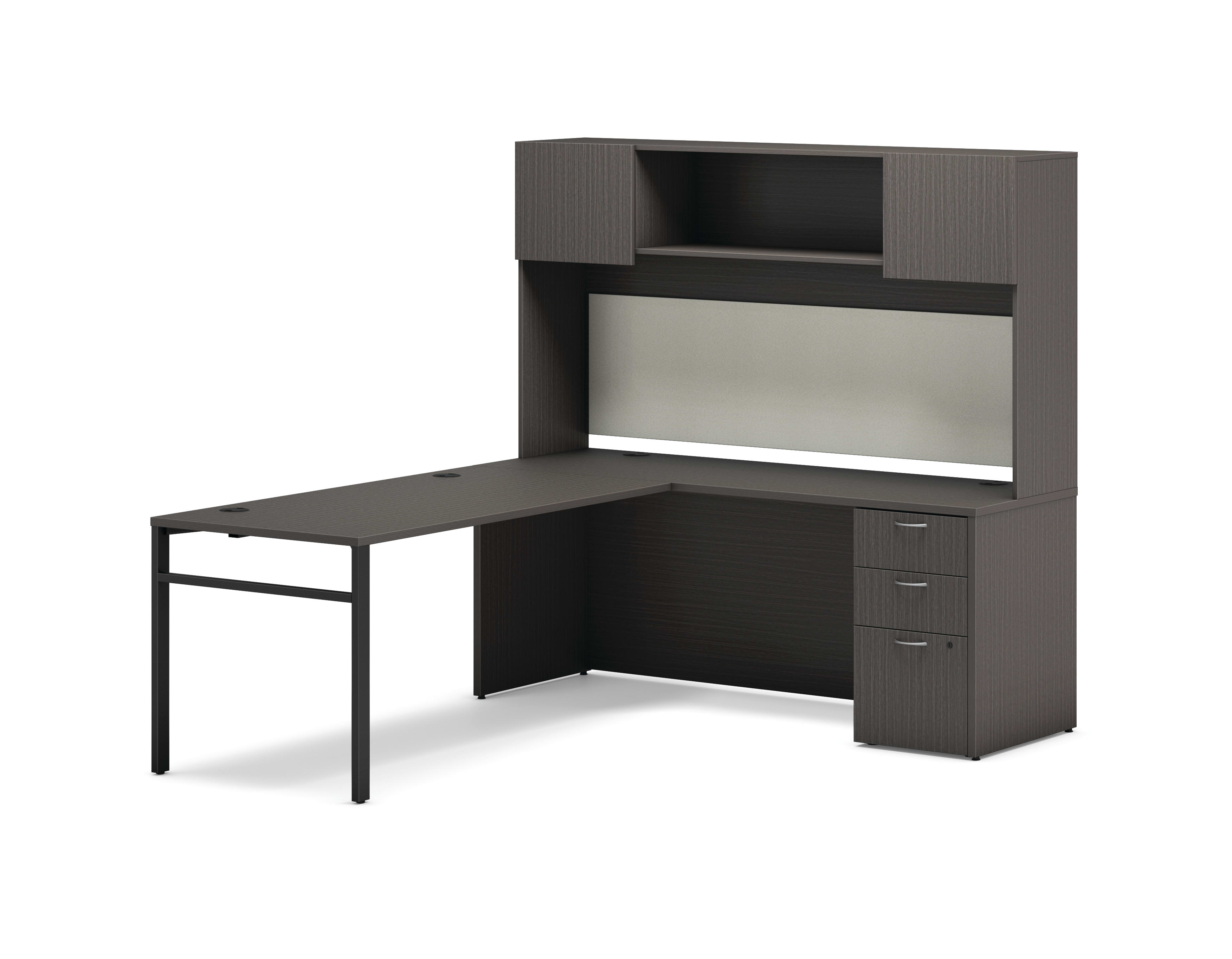 Mod l-station with storage in Slate Teak with Black U-leg