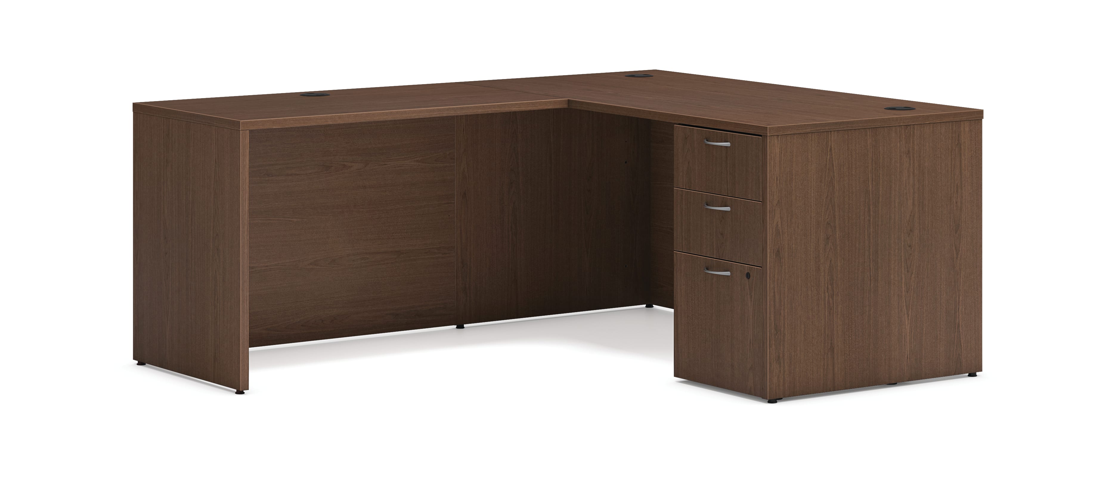 Mod single pedestal l-station in Sepia Walnut