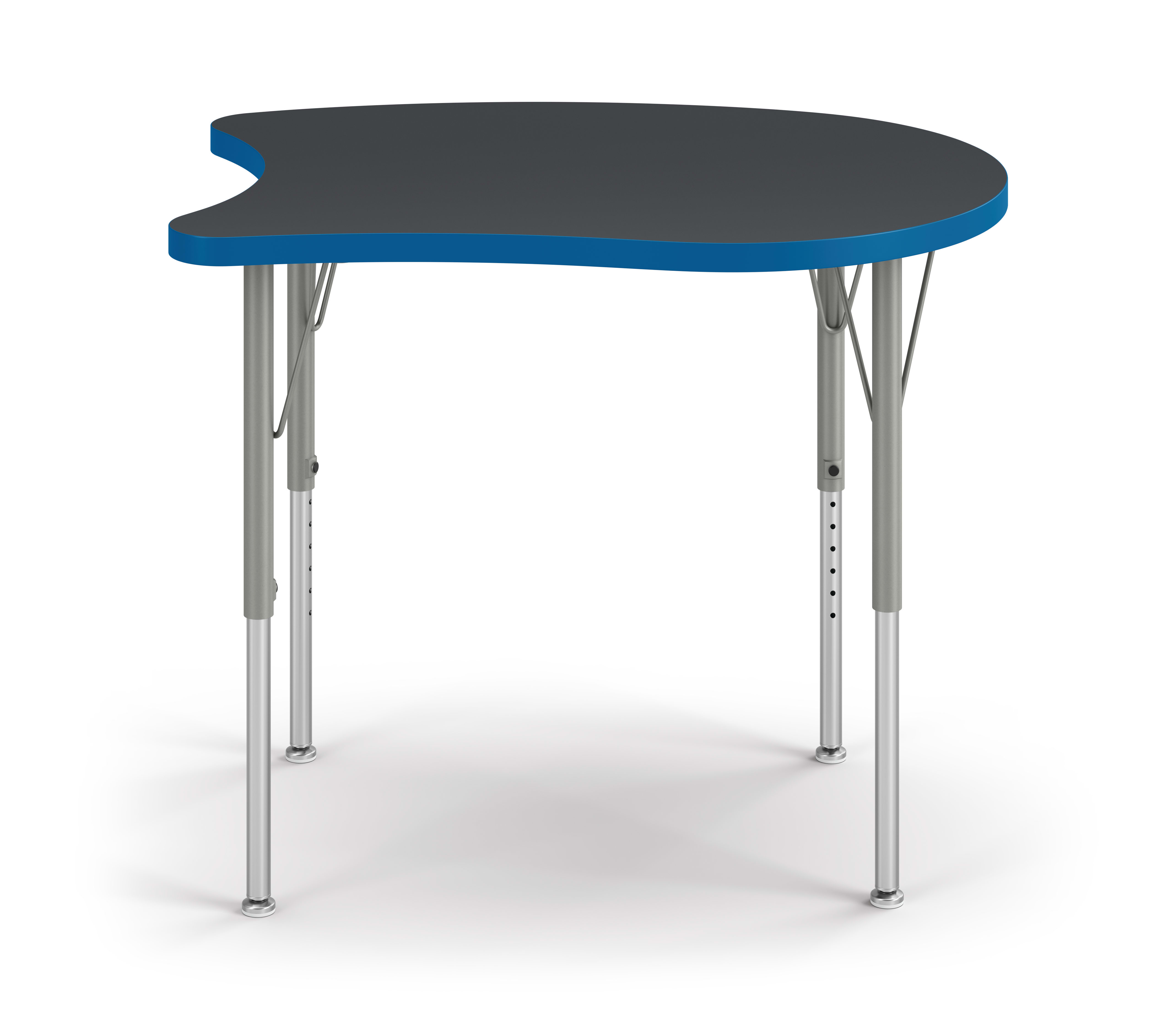 Front View of Charcoal Spooky Build Student Desk with Blue Edge Band