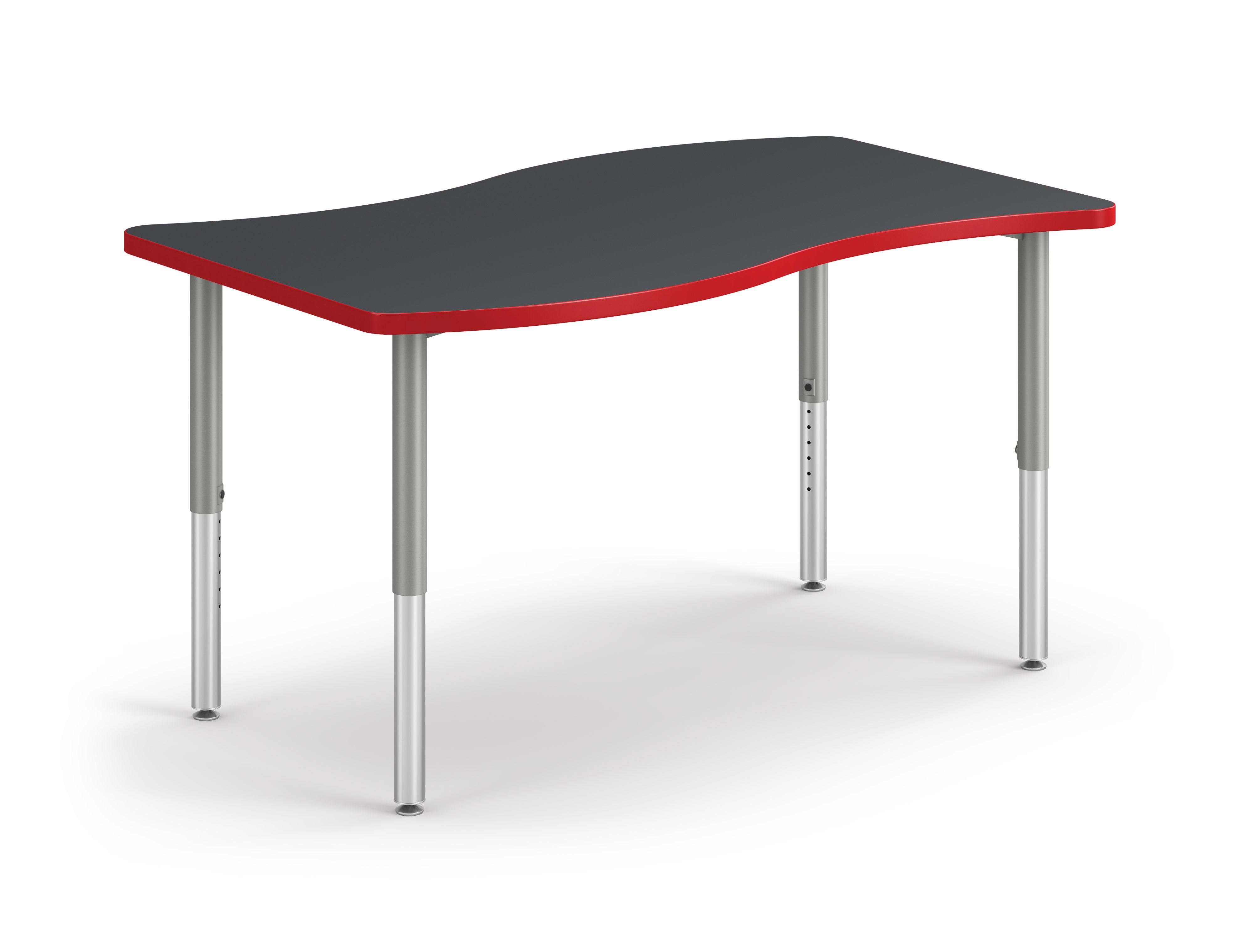 Right 3/4 View of Charcoal Ribbon Build Table with Red Edge Band