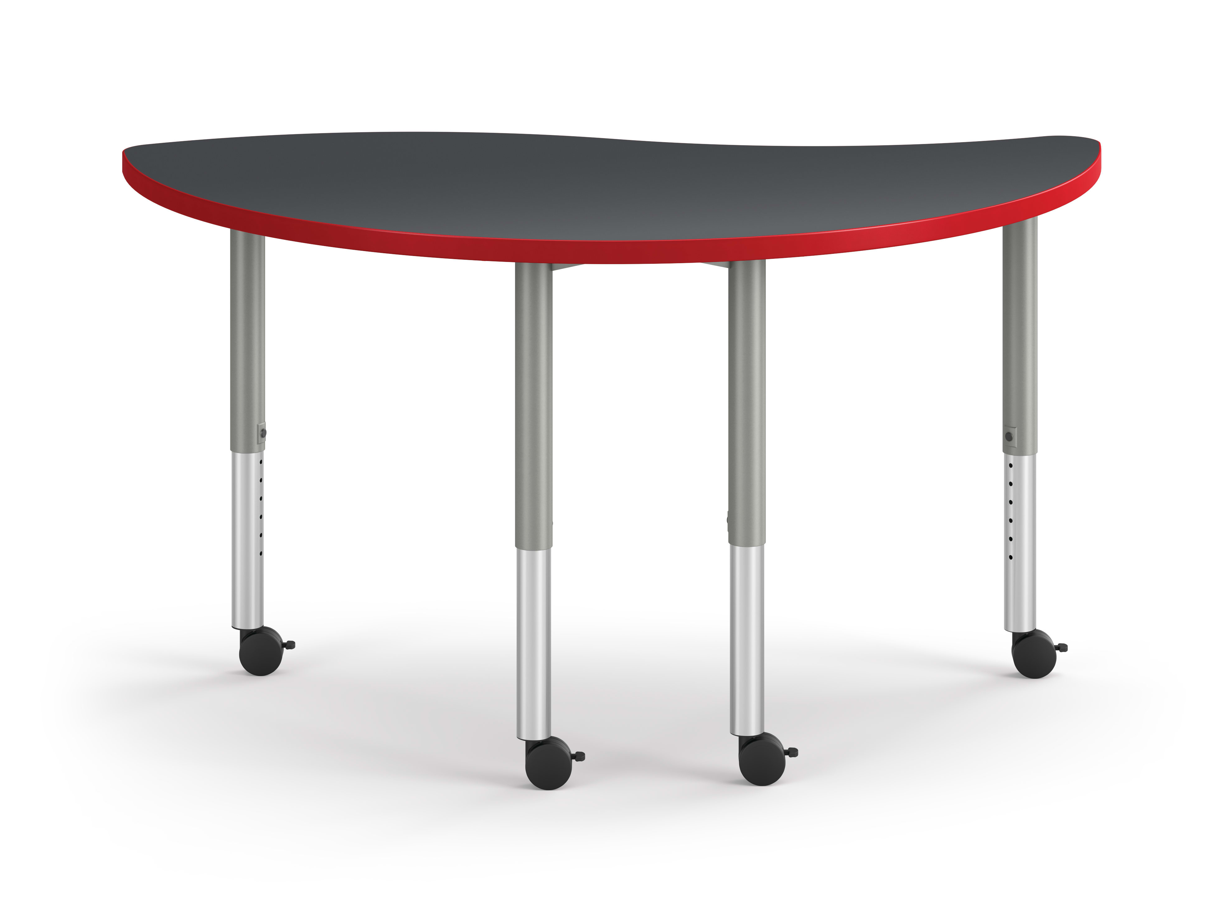 Front View of Charcoal Wisp Build Table with Red Edge Band 