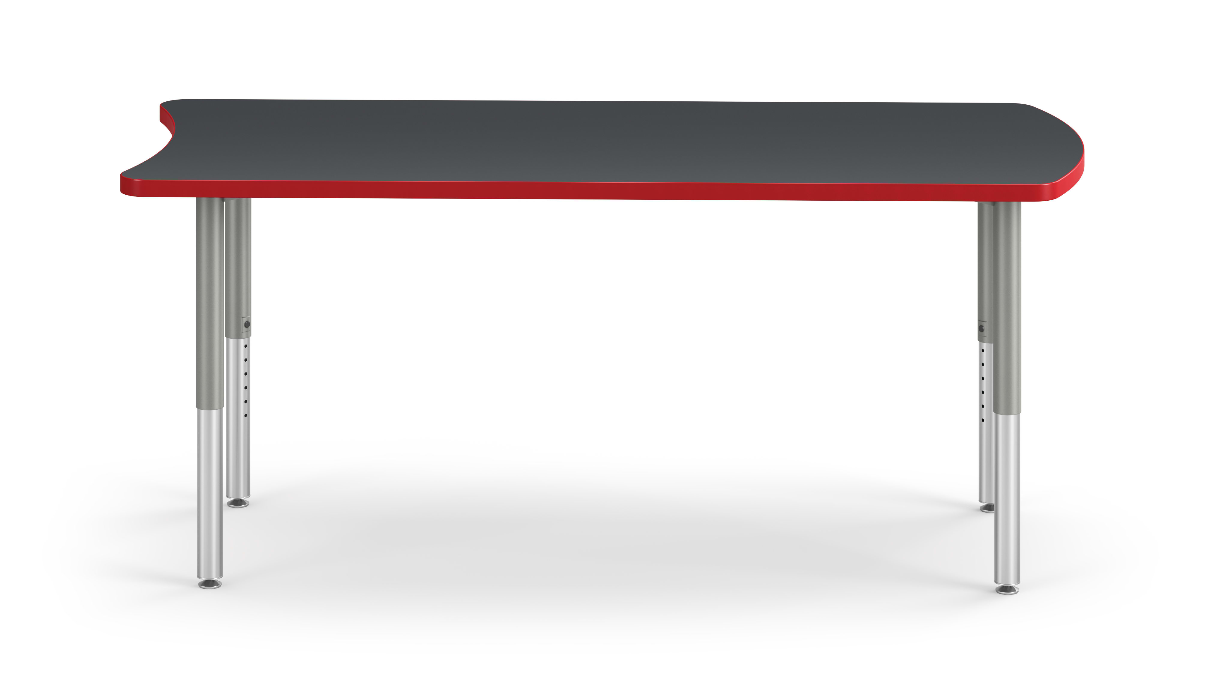 Front View of Charcoal Dart Build Table with Red Edge Band