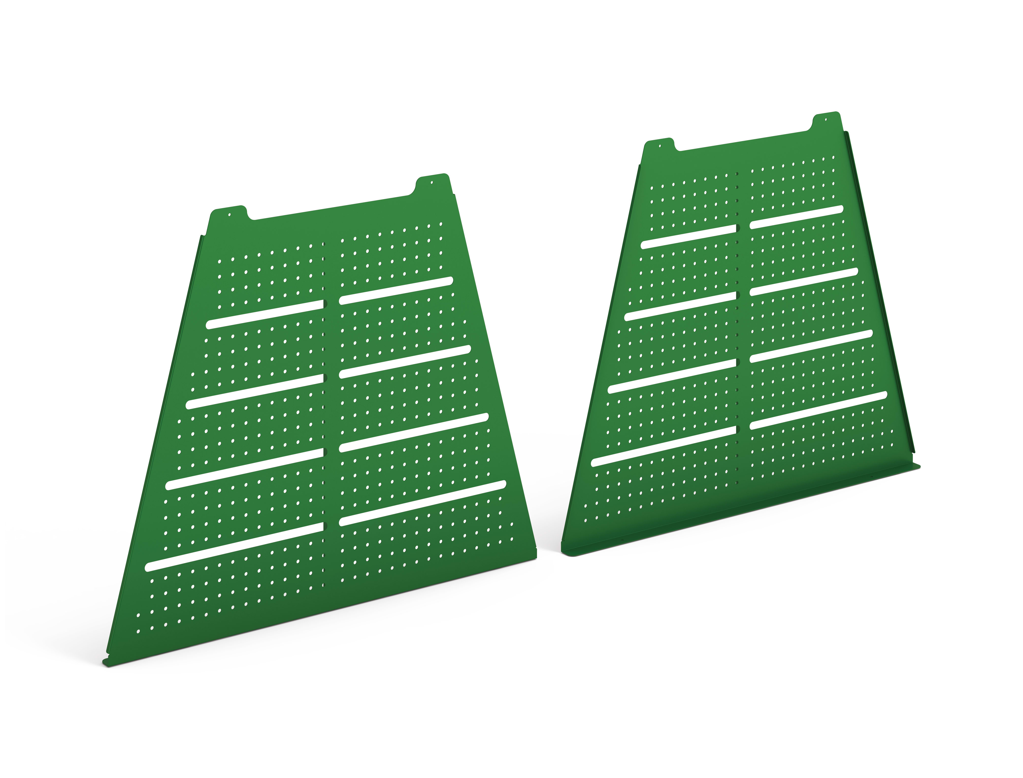 Right 3/4 View of Green Slotted Pegboard End Panels