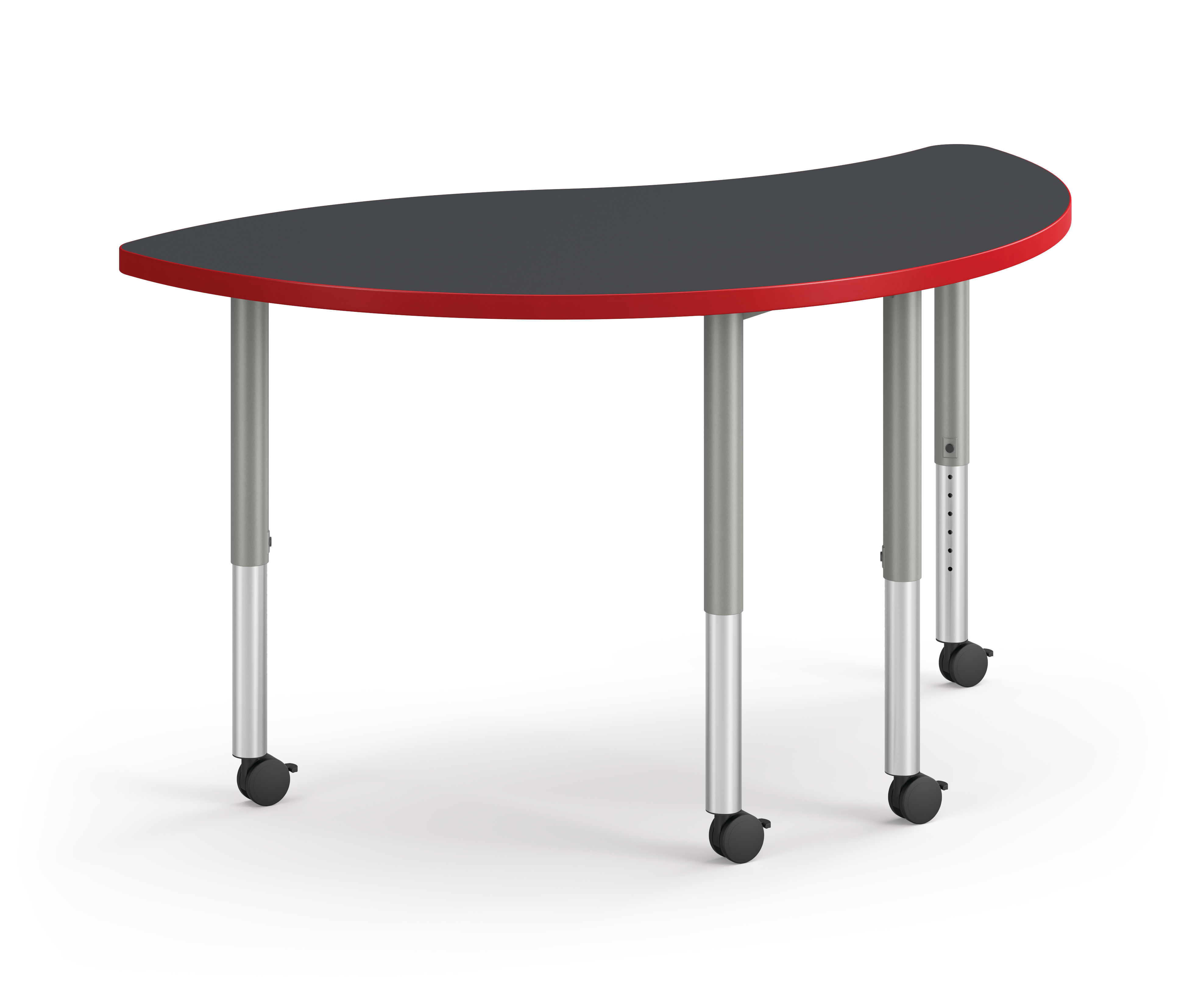 Right 3/4 View of Charcoal Wisp Build Table with Red Edge Band