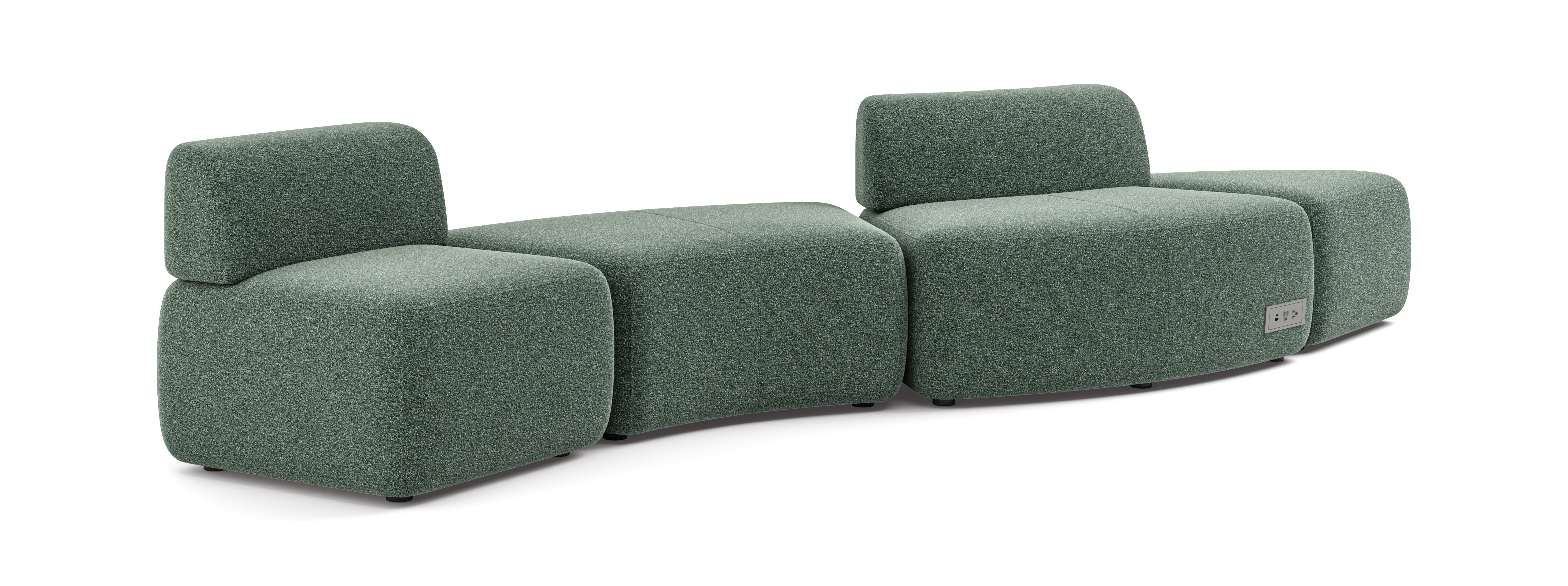 SoCo soft seating in serpentine layout featuring power.