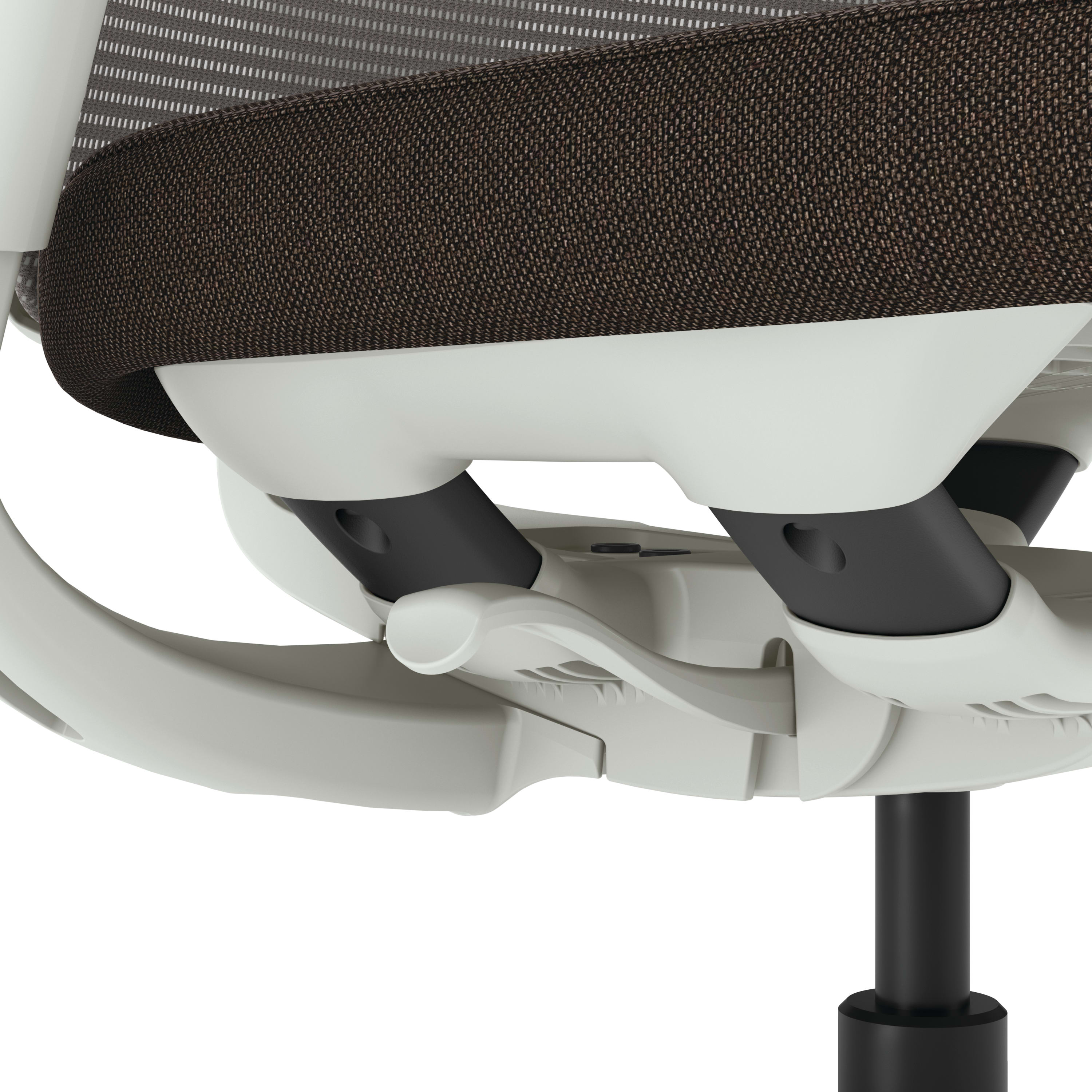 Up-close image of HON Flexion seat mechanism.