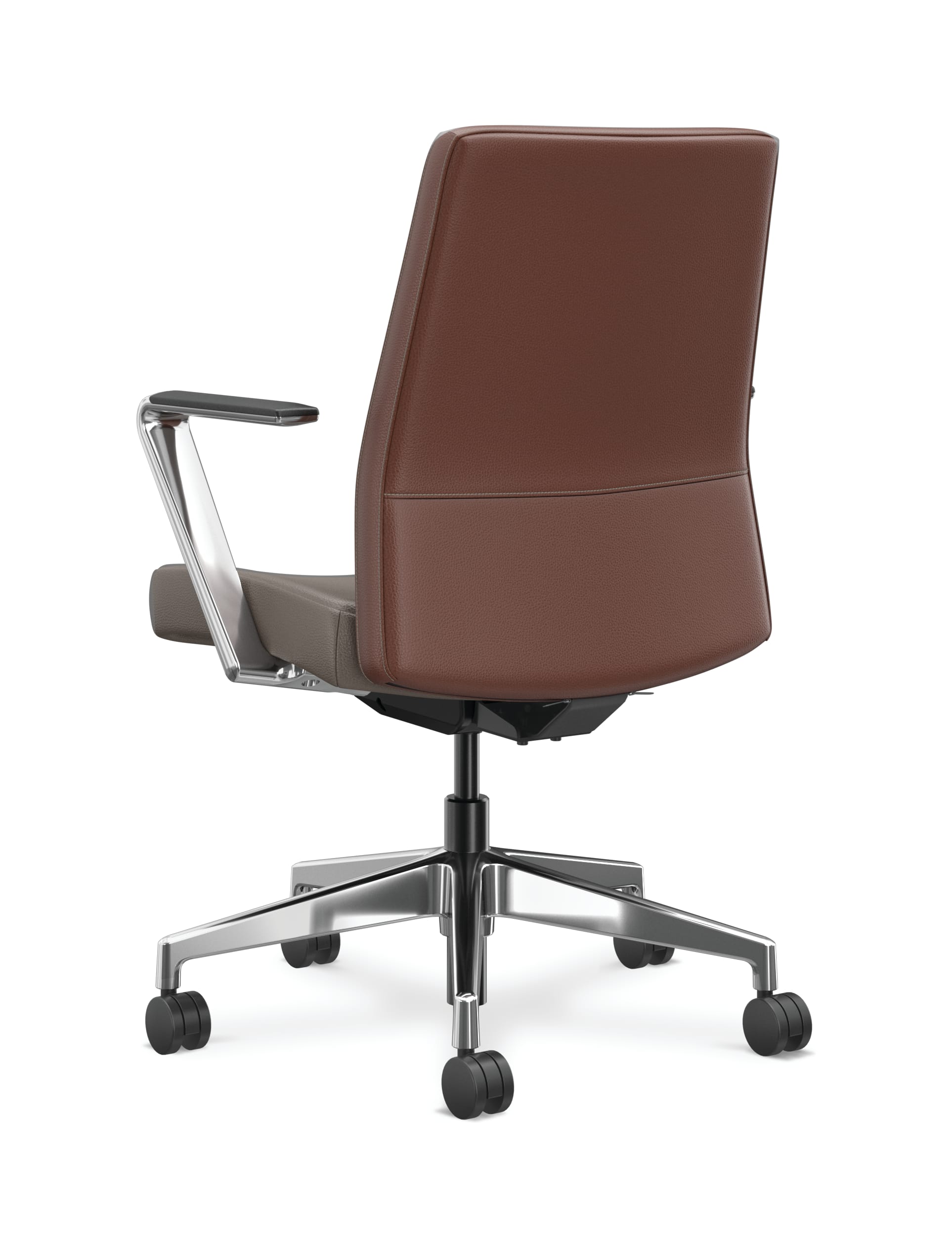 Cofi mangerial back chair with channel stitch shown in leather