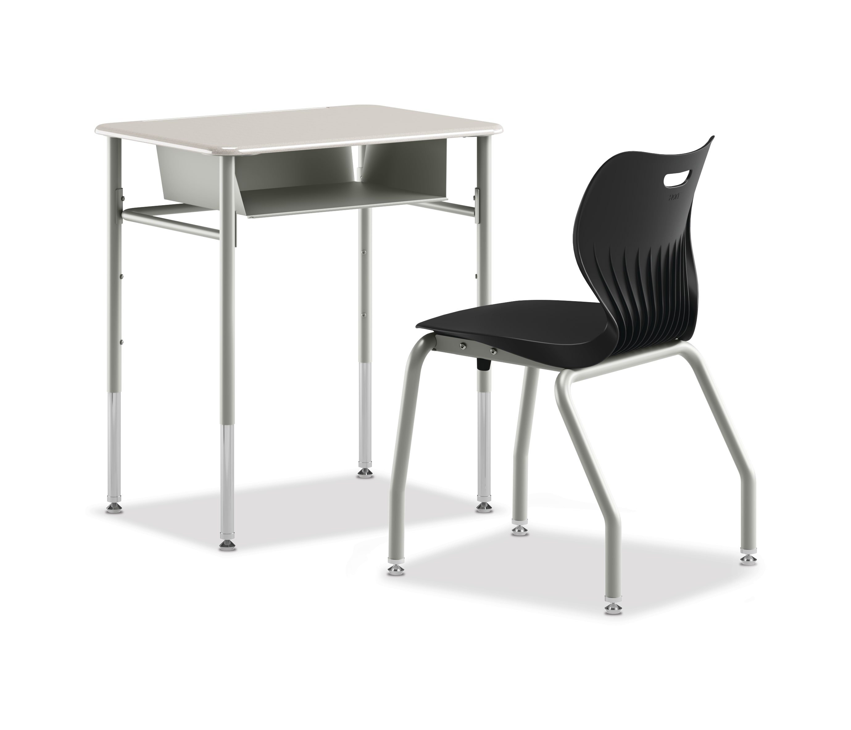 SmartLink Student Desk with SmartLink Book Box attached paired with a SmartLink chair