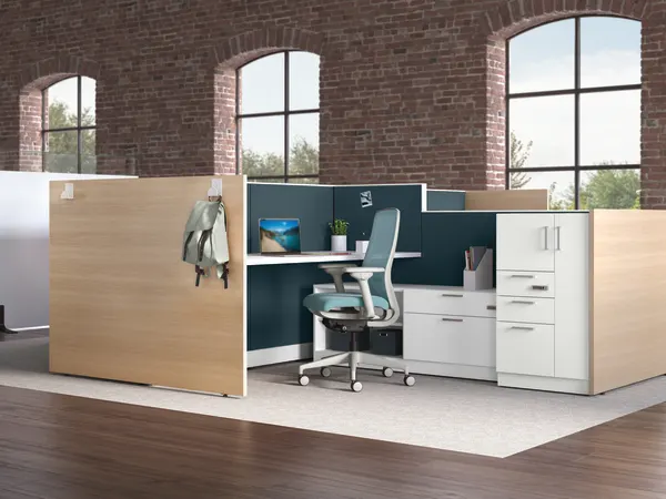 Accelerate workstation with Gallery Panels, and Contain storage with digital locks.