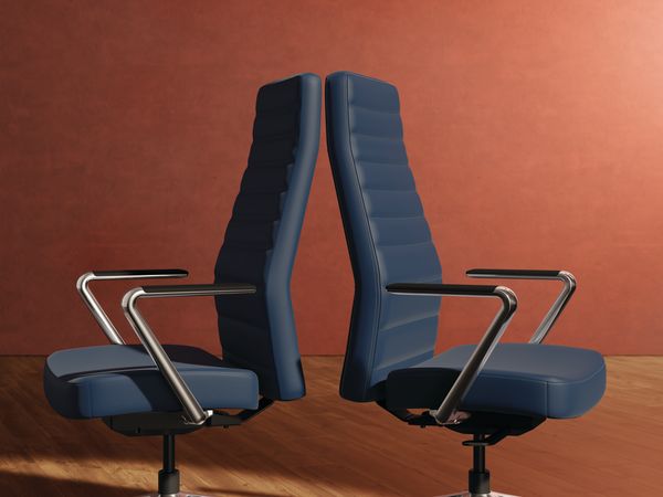 Cofi executive high-back chairs with channel back shown in leather.