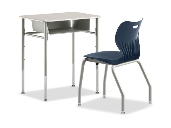 SmartLink Student Desk with SmartLink Book Box attached paired with a SmartLink chair