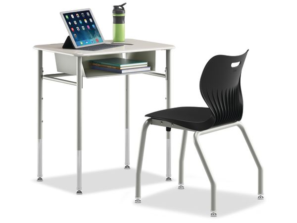 SmartLink Student Desk with SmartLink Book Box attached paired with a SmartLink chair
