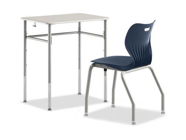 SmartLink Student Desk with SmartLink Back Pack Hook attached paired with a SmartLink chair