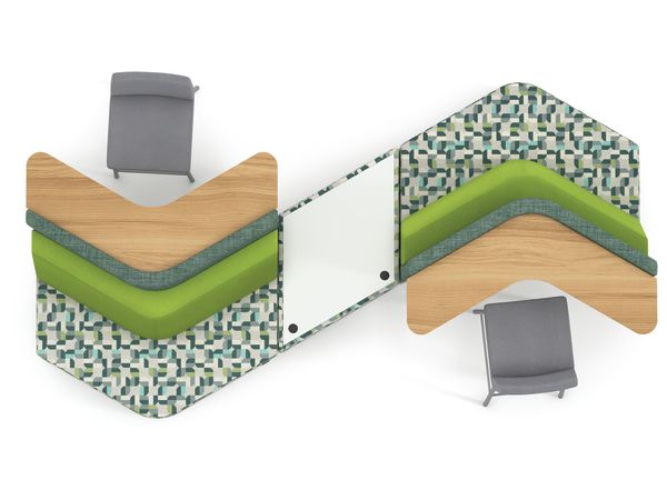 Zig-zag Tangram Bistro Back vignette with Flock Stools.